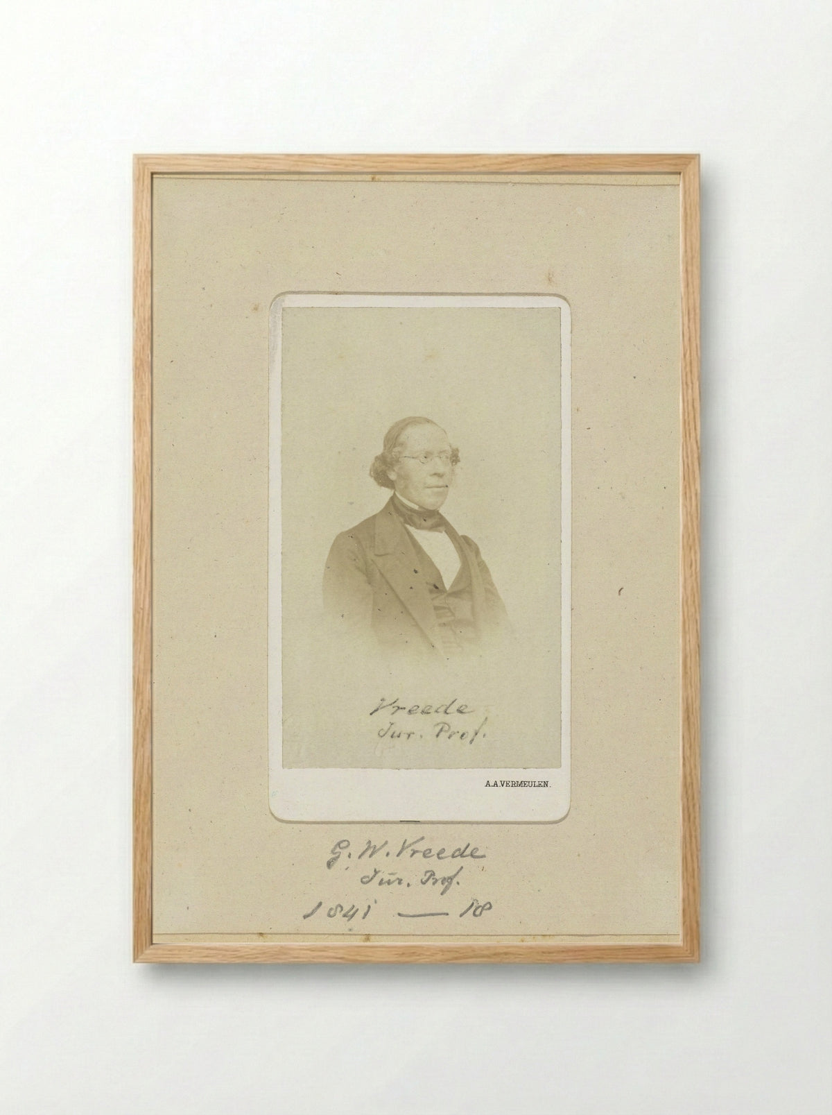 Portrait of G.W. Vreede - Abraham Adrianus Vermeulen - Framed Print Wood