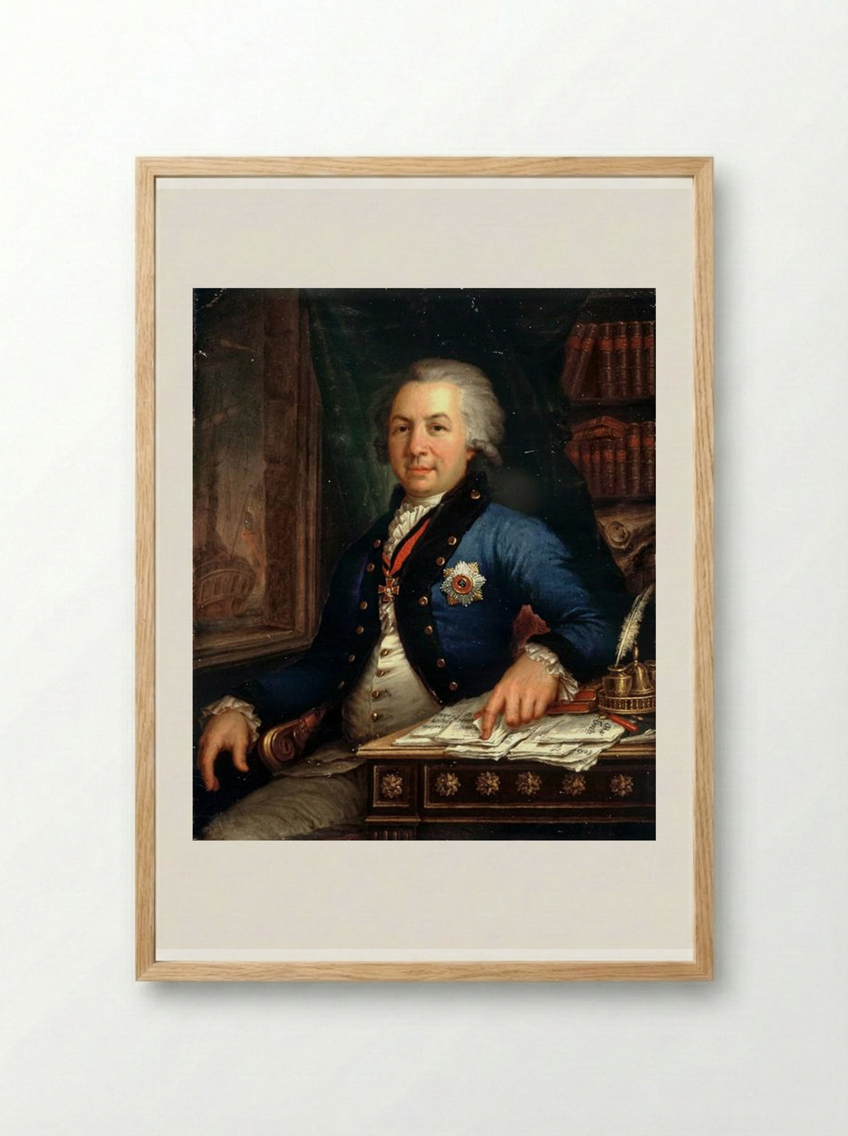 Portrait of Gavril Derzhavin - Vladimir Borovikovsky - Framed Print Wood