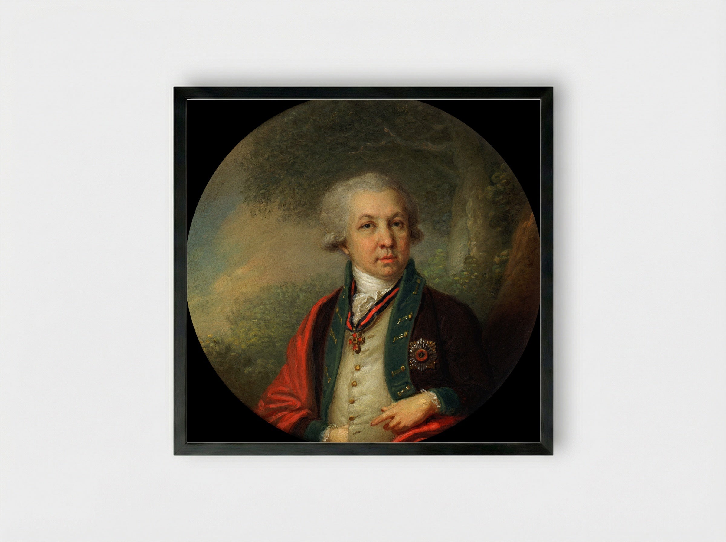 Portrait of Gavrila Romanovich Derzhavin - Vladimir Borovikovsky - Framed Print Black