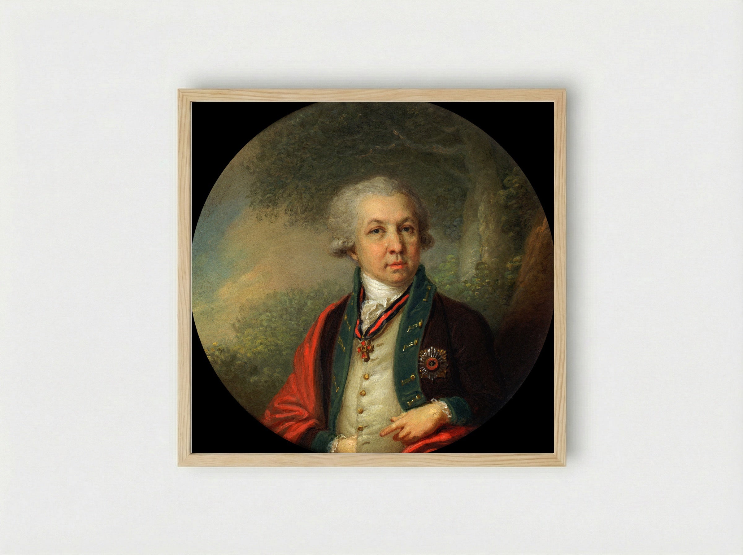 Portrait of Gavrila Romanovich Derzhavin - Vladimir Borovikovsky - Framed Print Wood