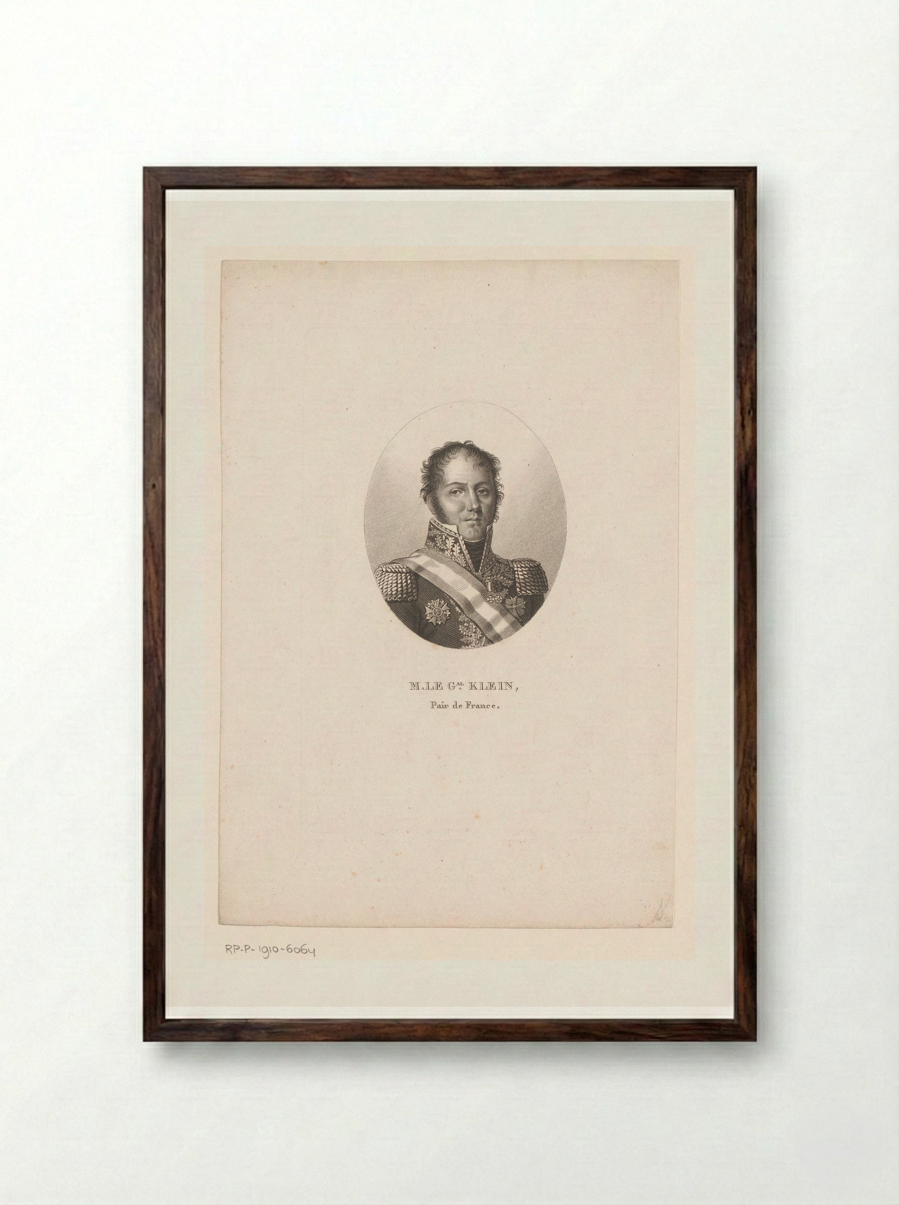 Portrait of General Louis Klein - Ambroise Tardieu - Framed Print Dark Wood