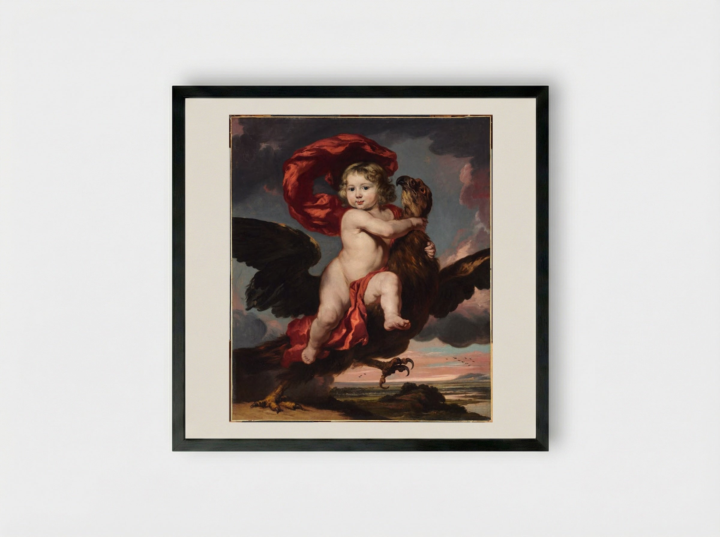 Portrait of George Bredehoff de Vicq as Ganymede - Nicolaes Maes - Framed Print Black