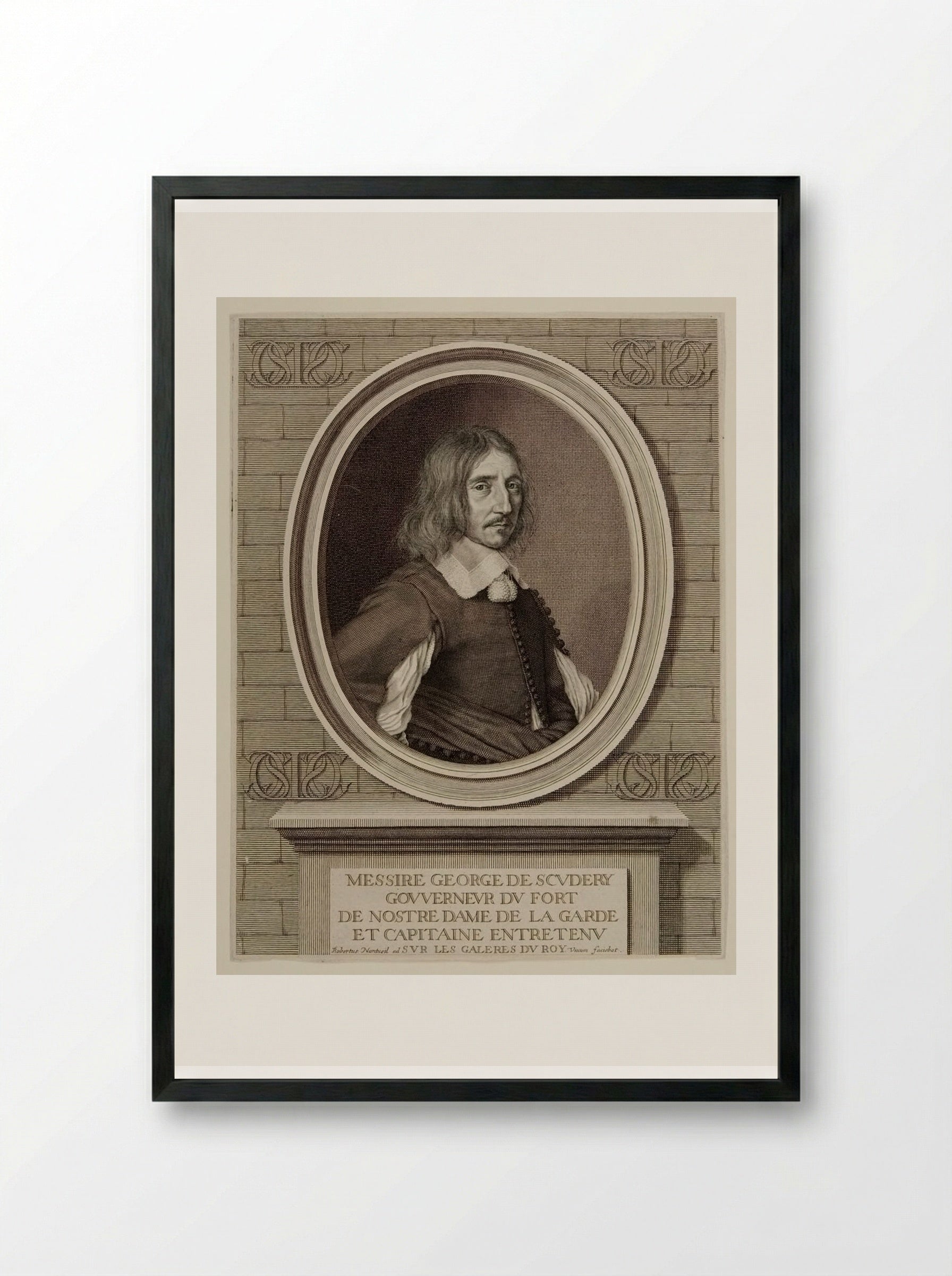 Portrait of Georges de Scudéry - Robert Nanteuil - Framed Print Black