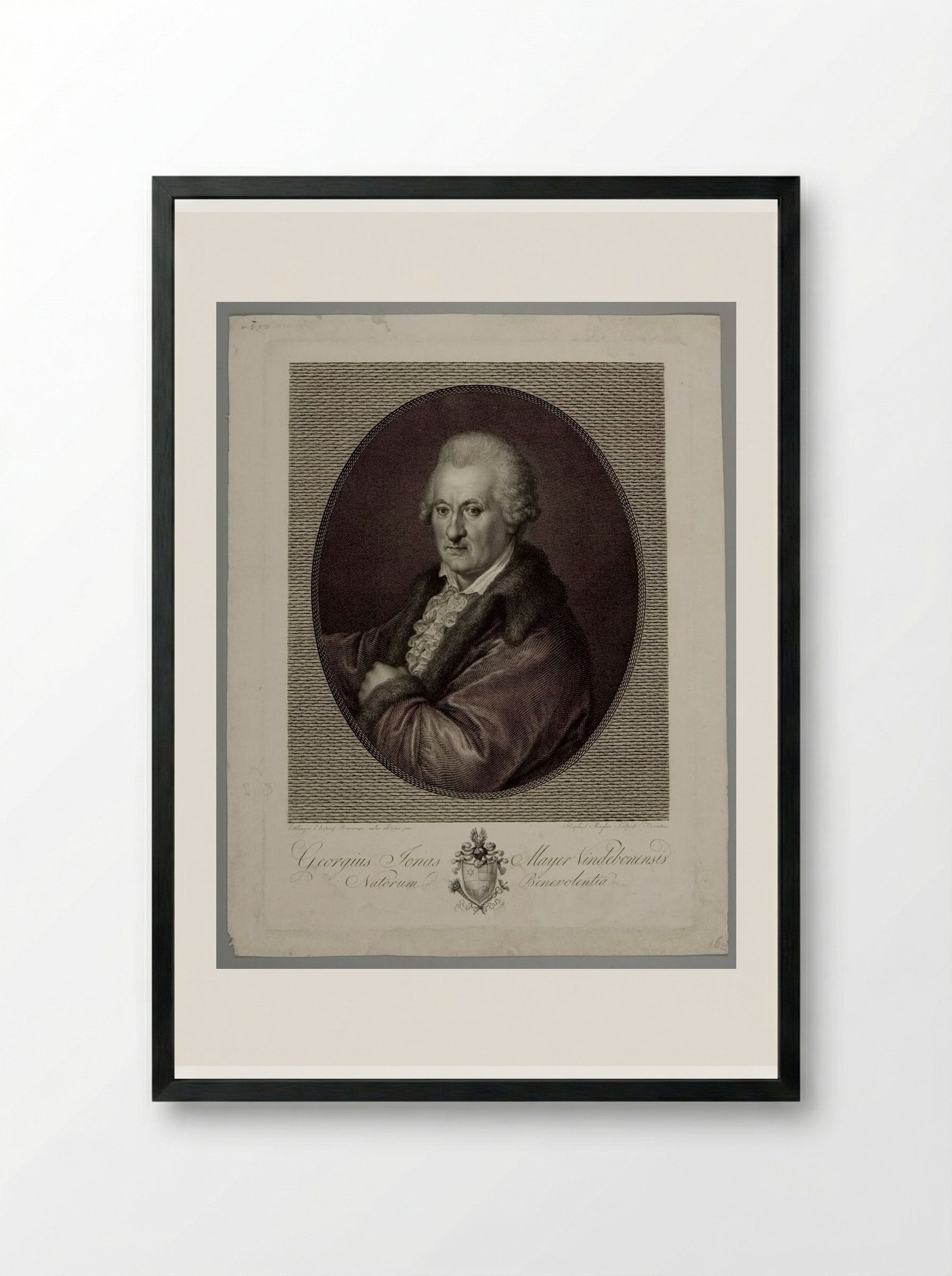 Portrait of Georgius Jonas Mayer - Raphael Morghen - Framed Print Black