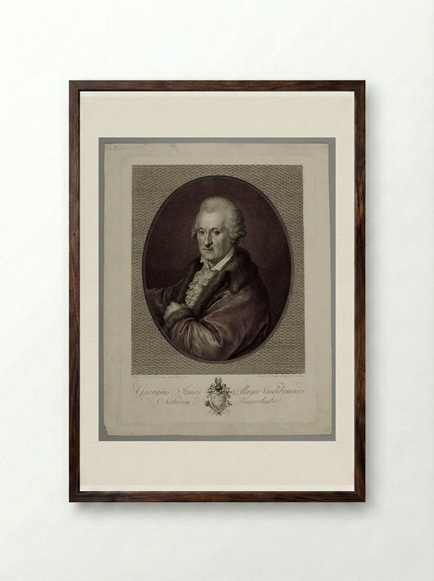 Portrait of Georgius Jonas Mayer - Raphael Morghen - Framed Print Dark Wood