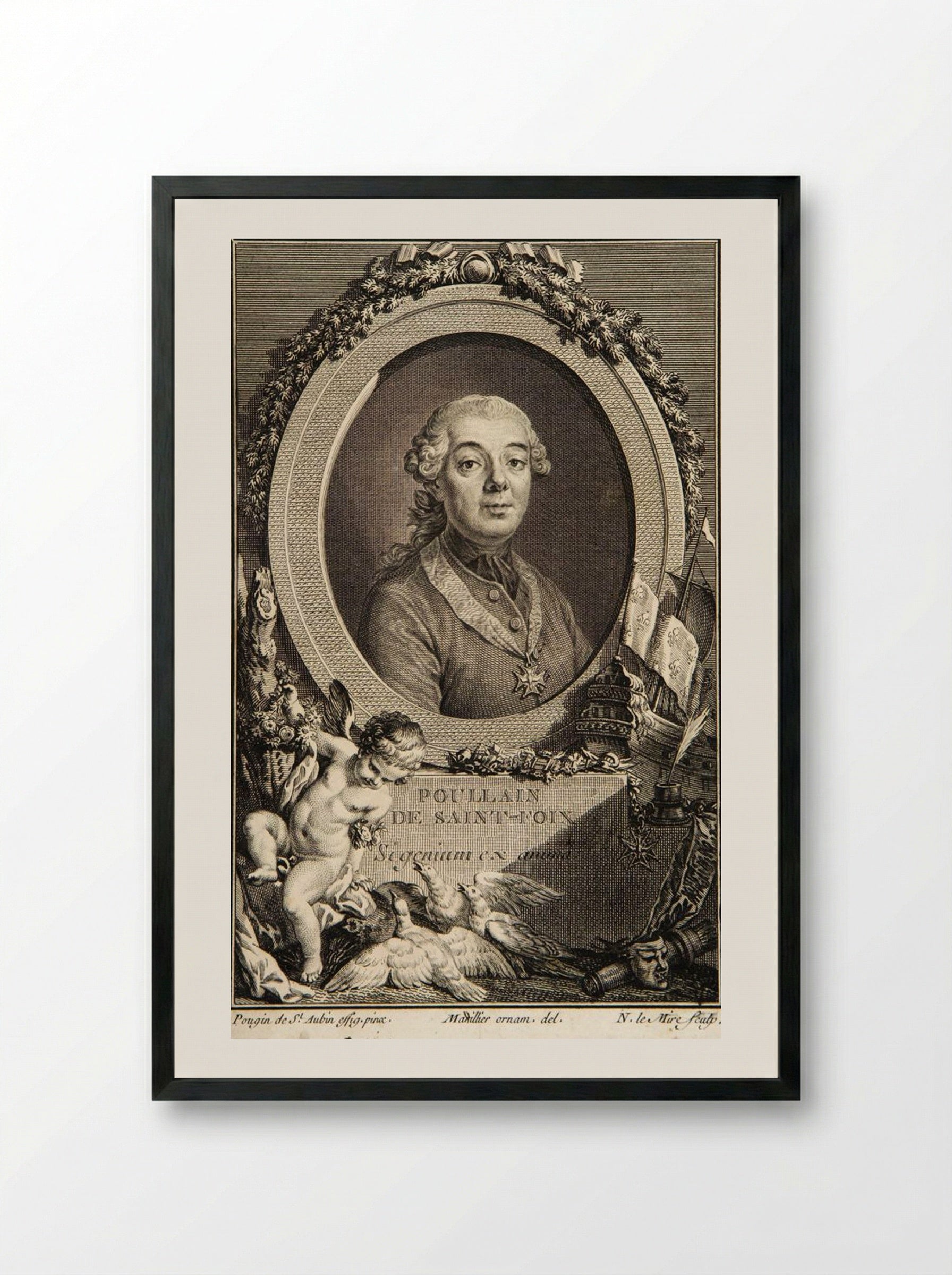 Portrait of Germain-François Poullain de Saint-Foix - Noël Le Mire - Framed Print Black