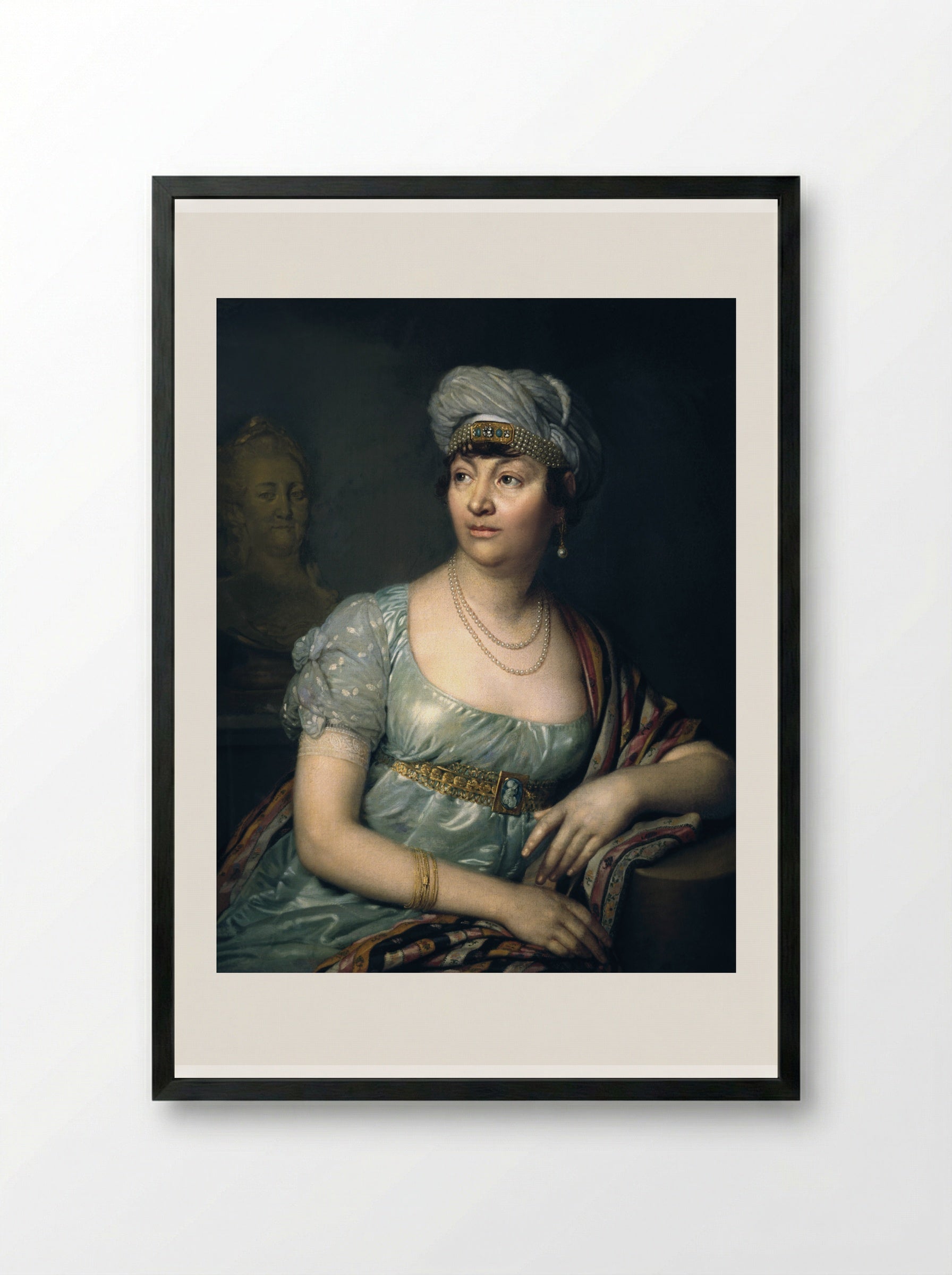 Portrait of Germaine de Stael - Vladimir Borovikovsky - Framed Print Black