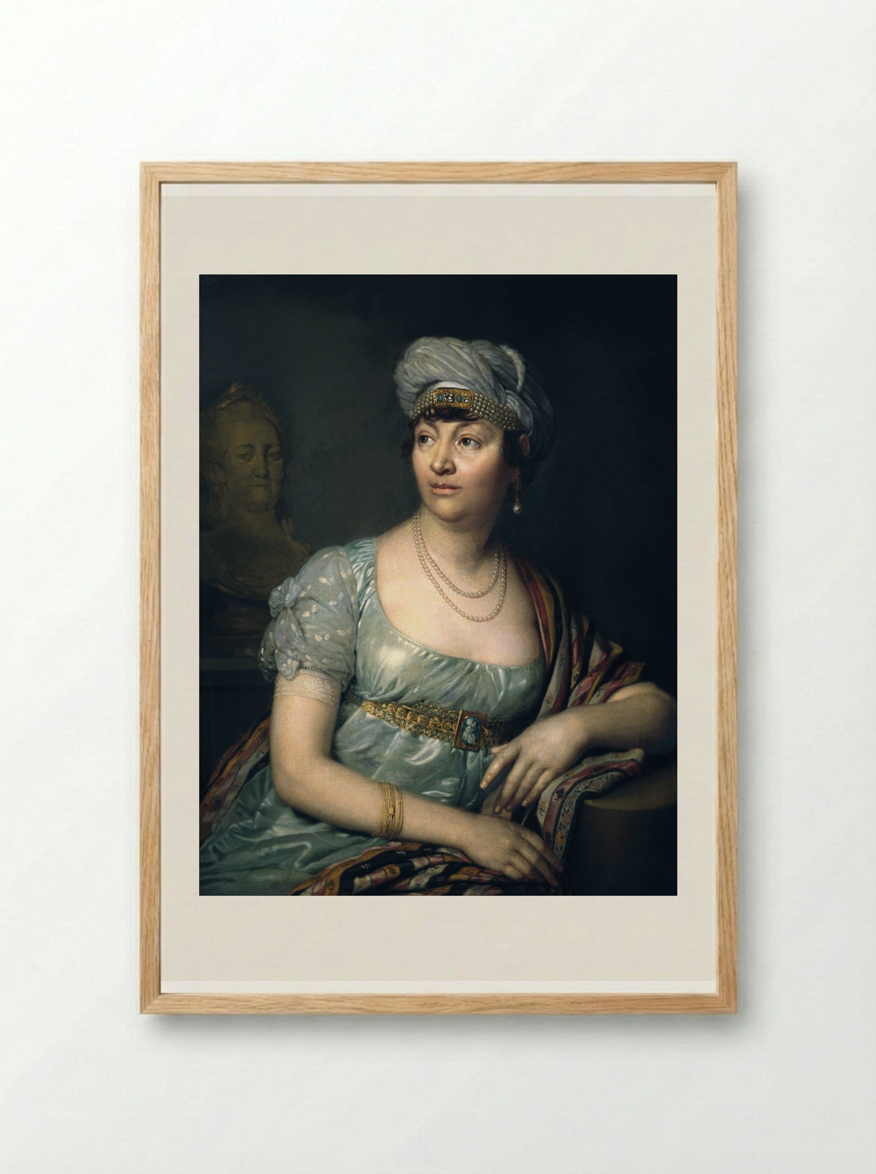 Portrait of Germaine de Stael - Vladimir Borovikovsky - Framed Print Wood