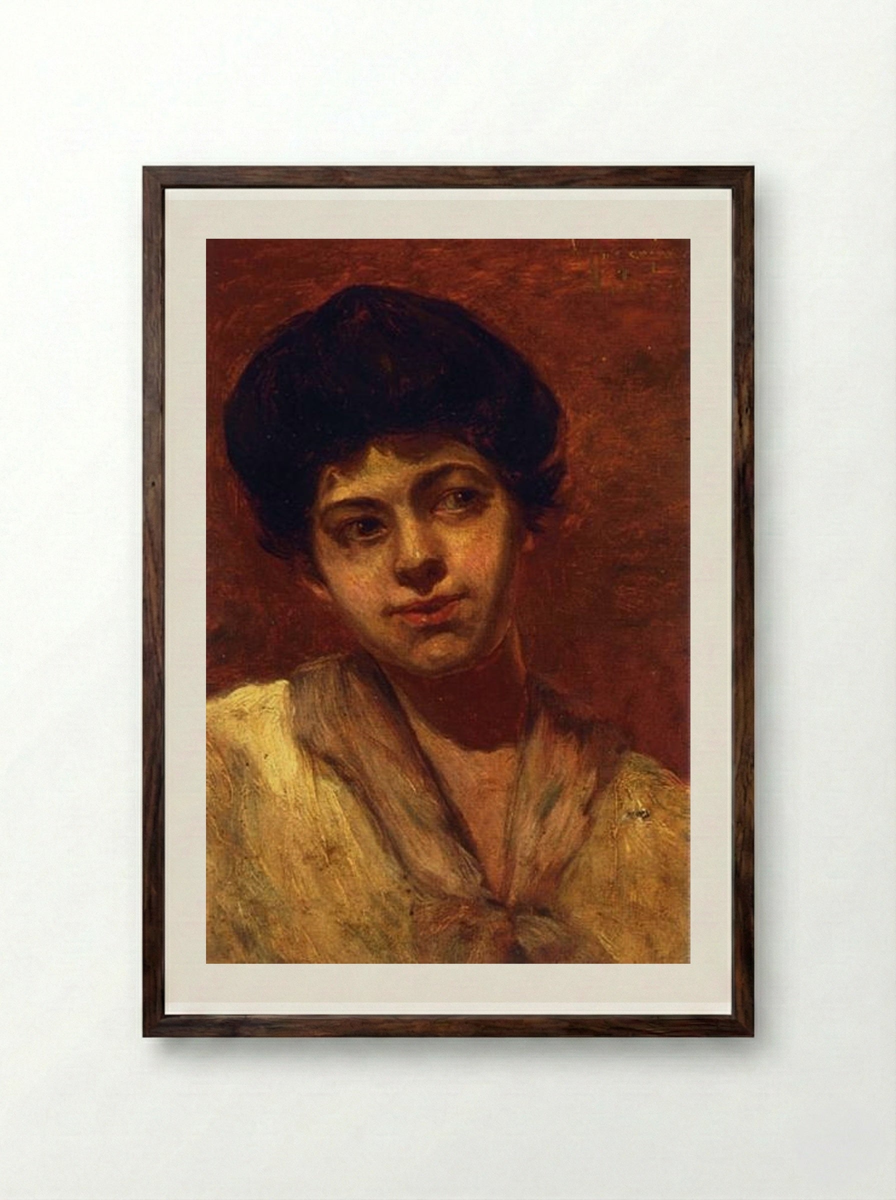 Portrait of Gertrude - Robert Julian Onderdonk - Framed Print Dark Wood
