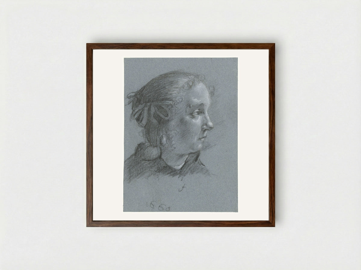 Portrait of Gesina ter Borch - Moses ter Borch - Framed Print Dark Wood