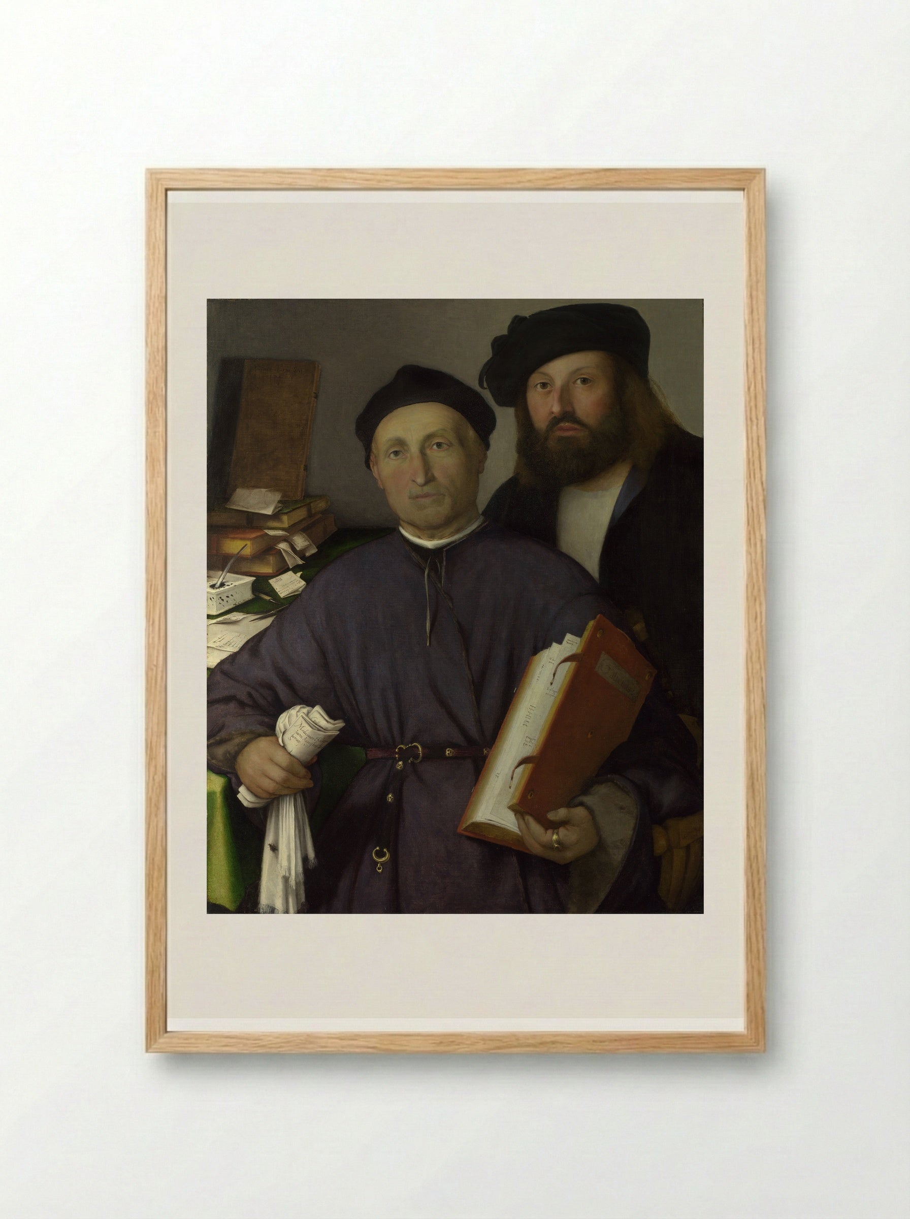 Portrait of Giovanni Agostino della Torre and his son Niccolò - Lorenzo Lotto - Framed Print Wood