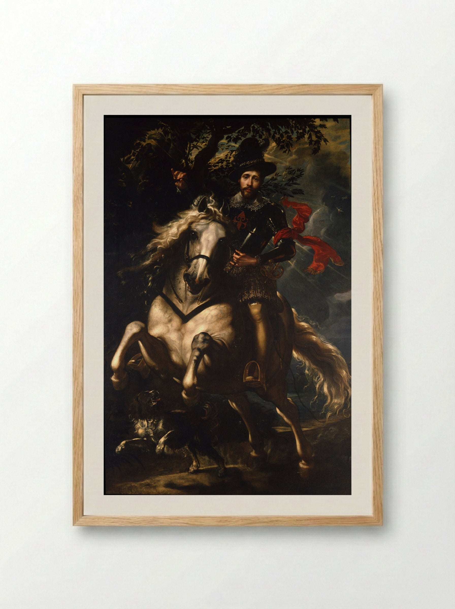Portrait of Giovanni Carlo Doria on Horseback - Peter Paul Rubens - Framed Print Wood