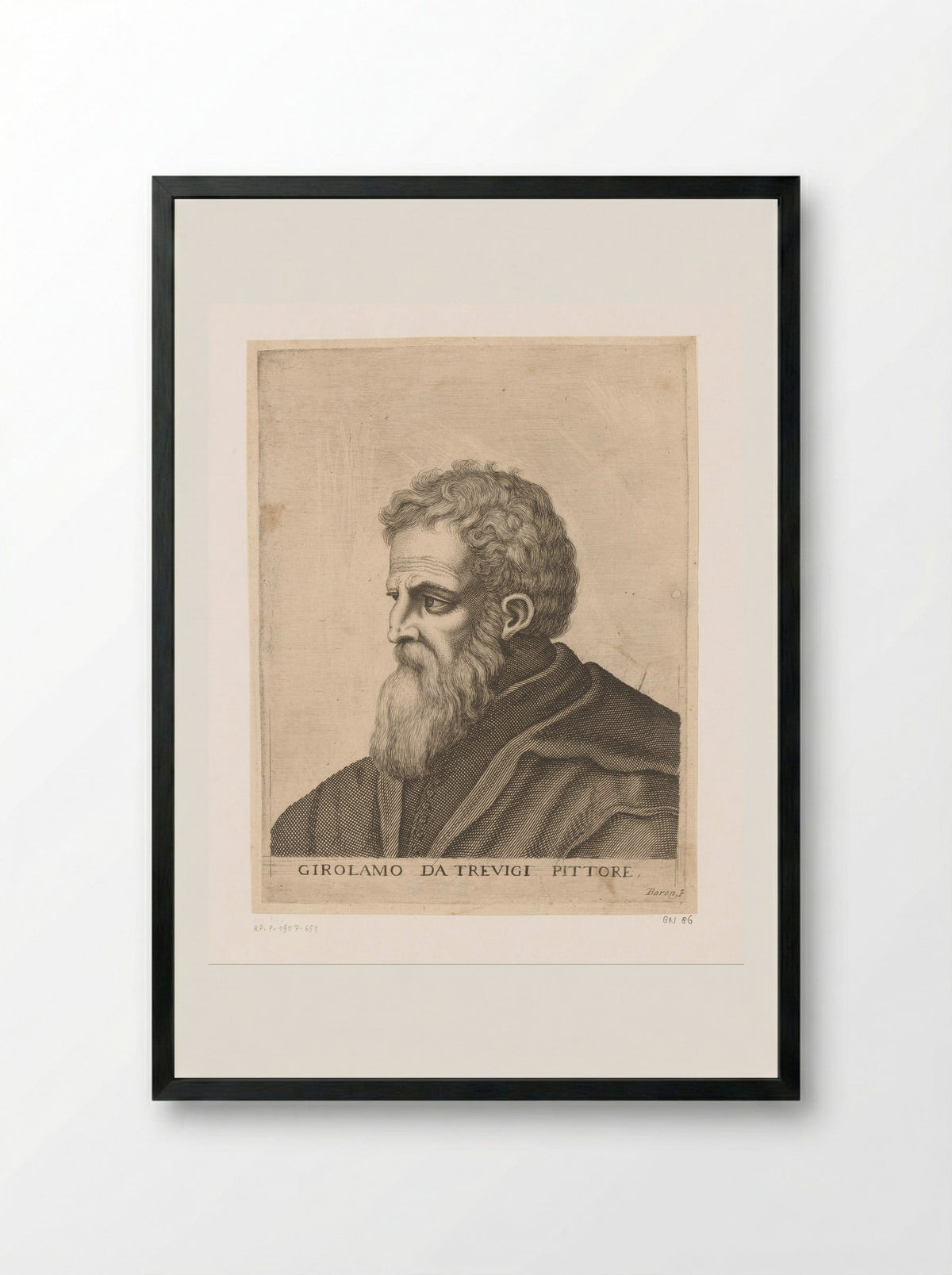Portrait of Girolamo da Treviso - Jean Baron - Framed Print Black