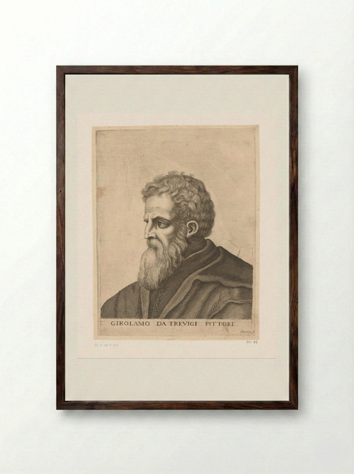 Portrait of Girolamo da Treviso - Jean Baron - Framed Print Dark Wood