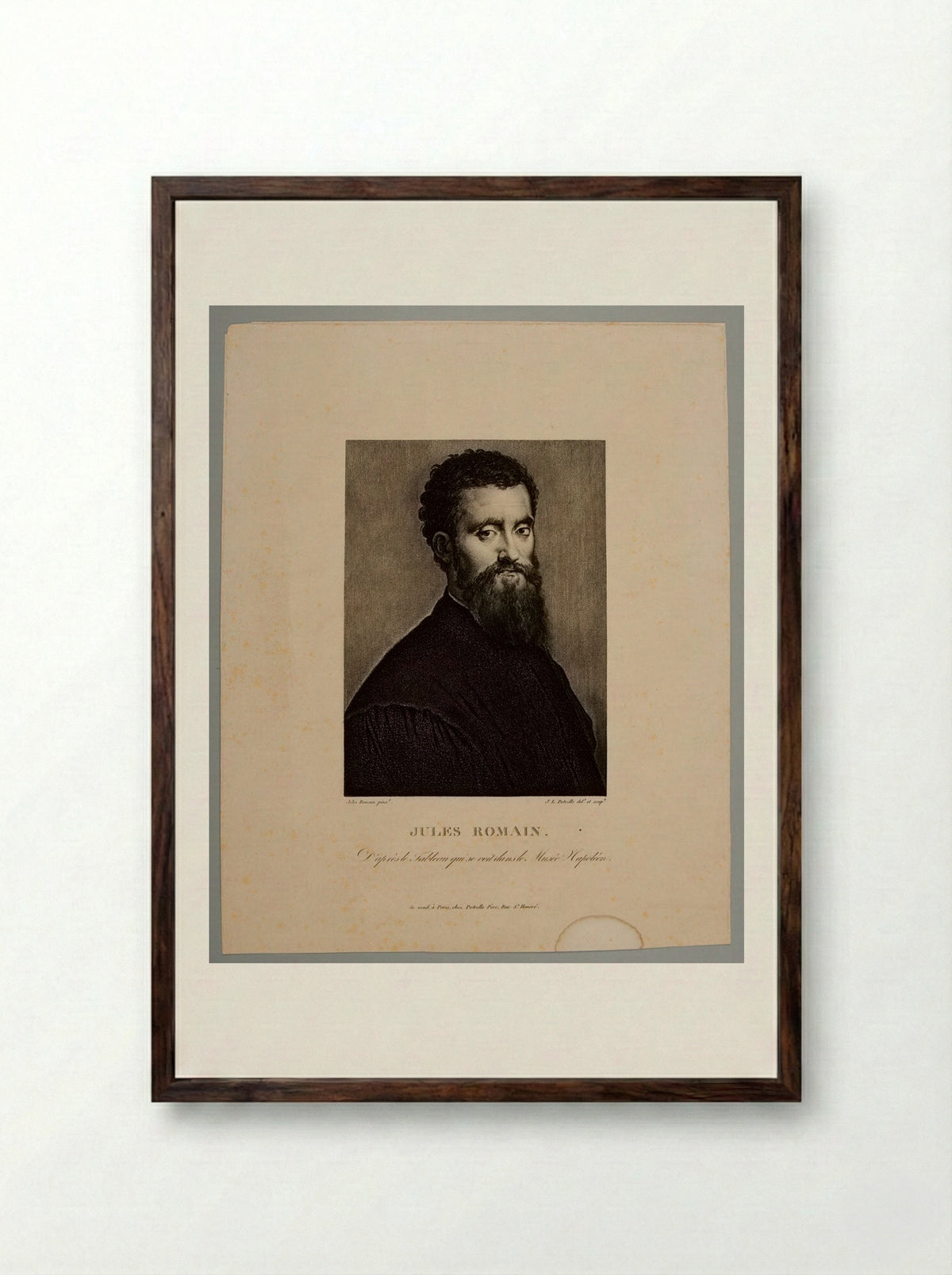 Portrait of Giulio Romano - Jean Louis Potrelle - Framed Print Dark Wood