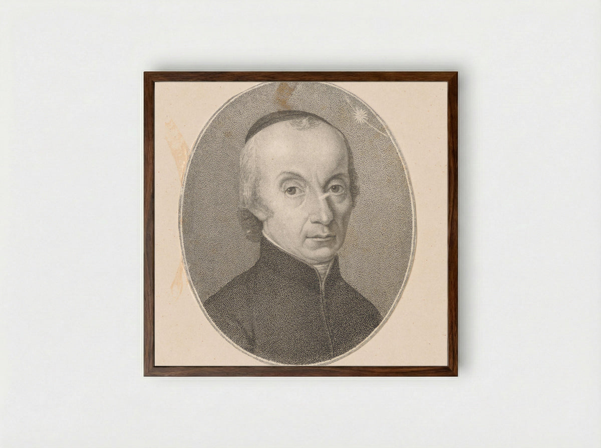 Portrait of Giuseppe Piazzi - Benedetto Bordiga - Framed Print Dark Wood
