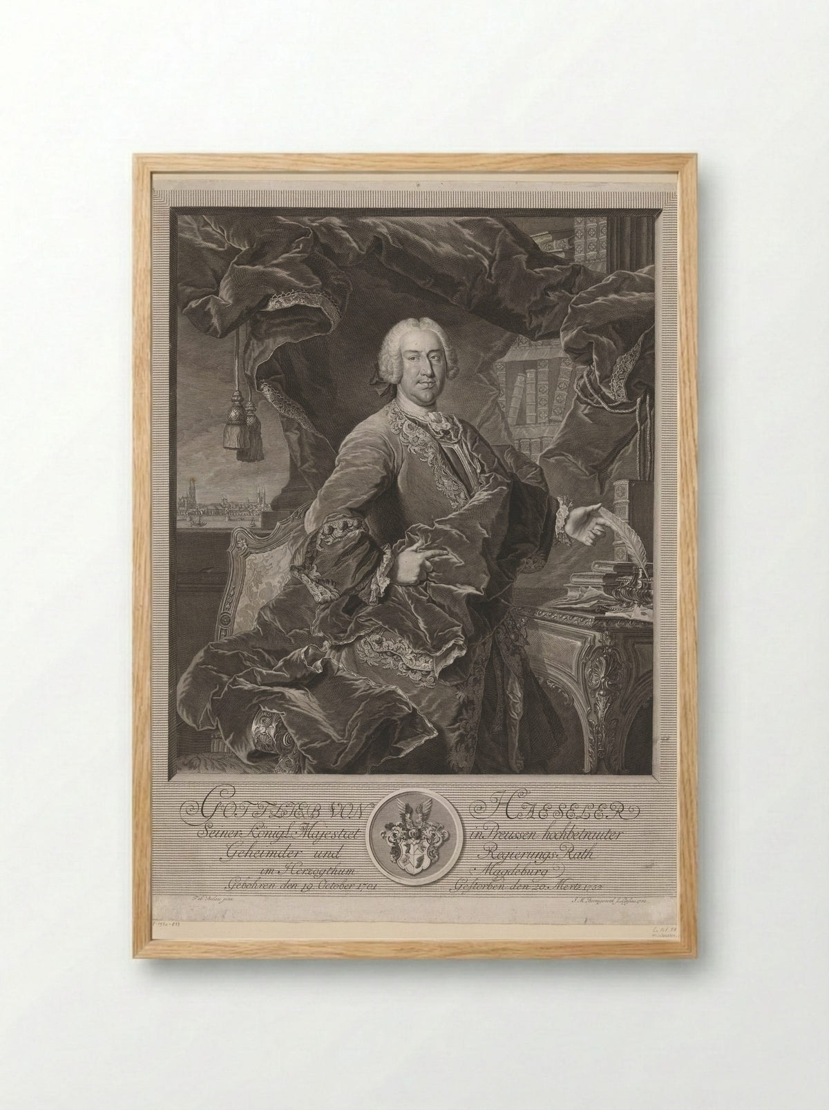 Portrait of Gottlieb von Haeseler - Johann Martin Bernigeroth - Framed Print Wood