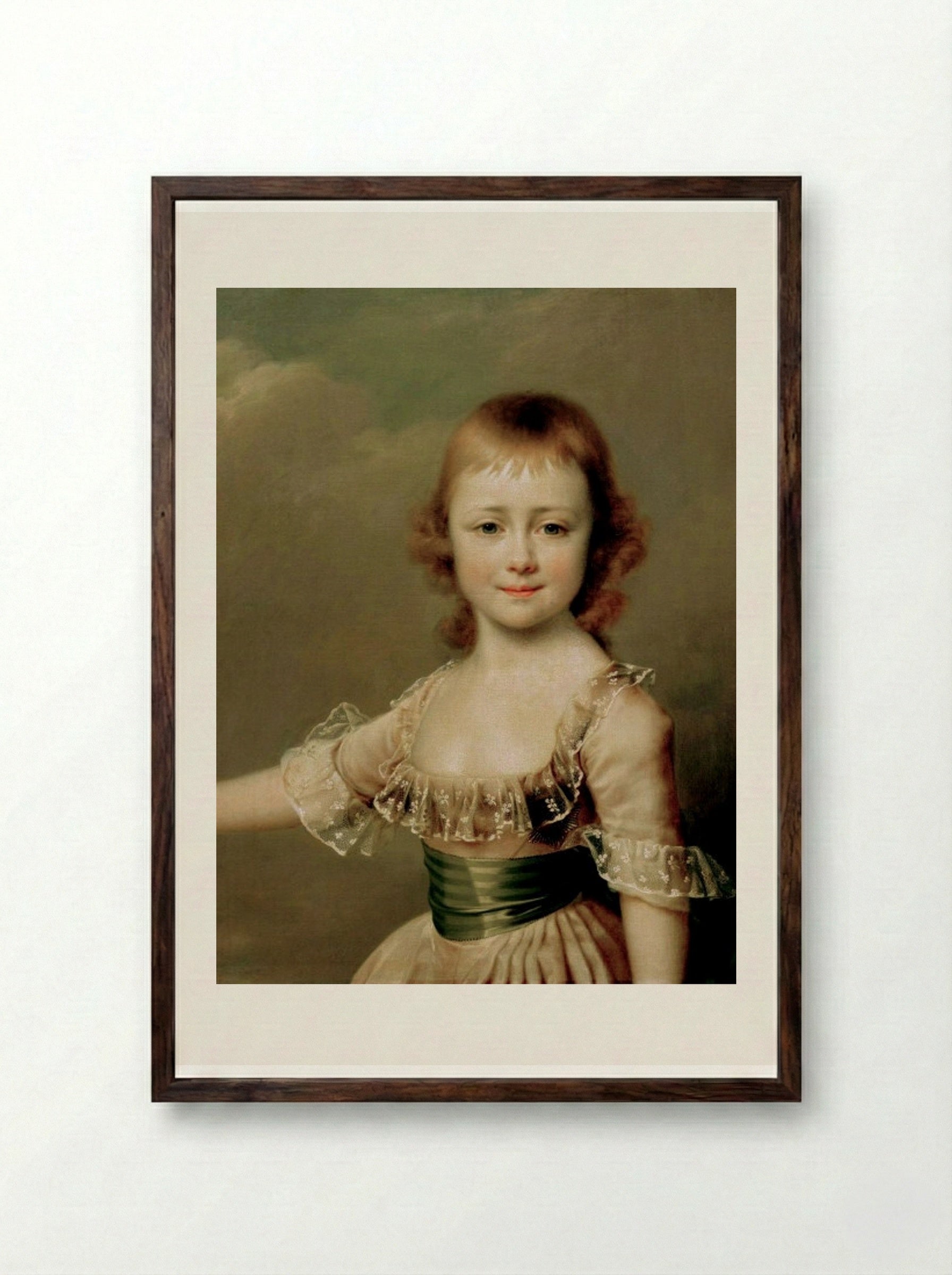Portrait of Grand Duchess Elena Pavlovna as a Child - Dmitry Levitzky - Framed Print Dark Wood