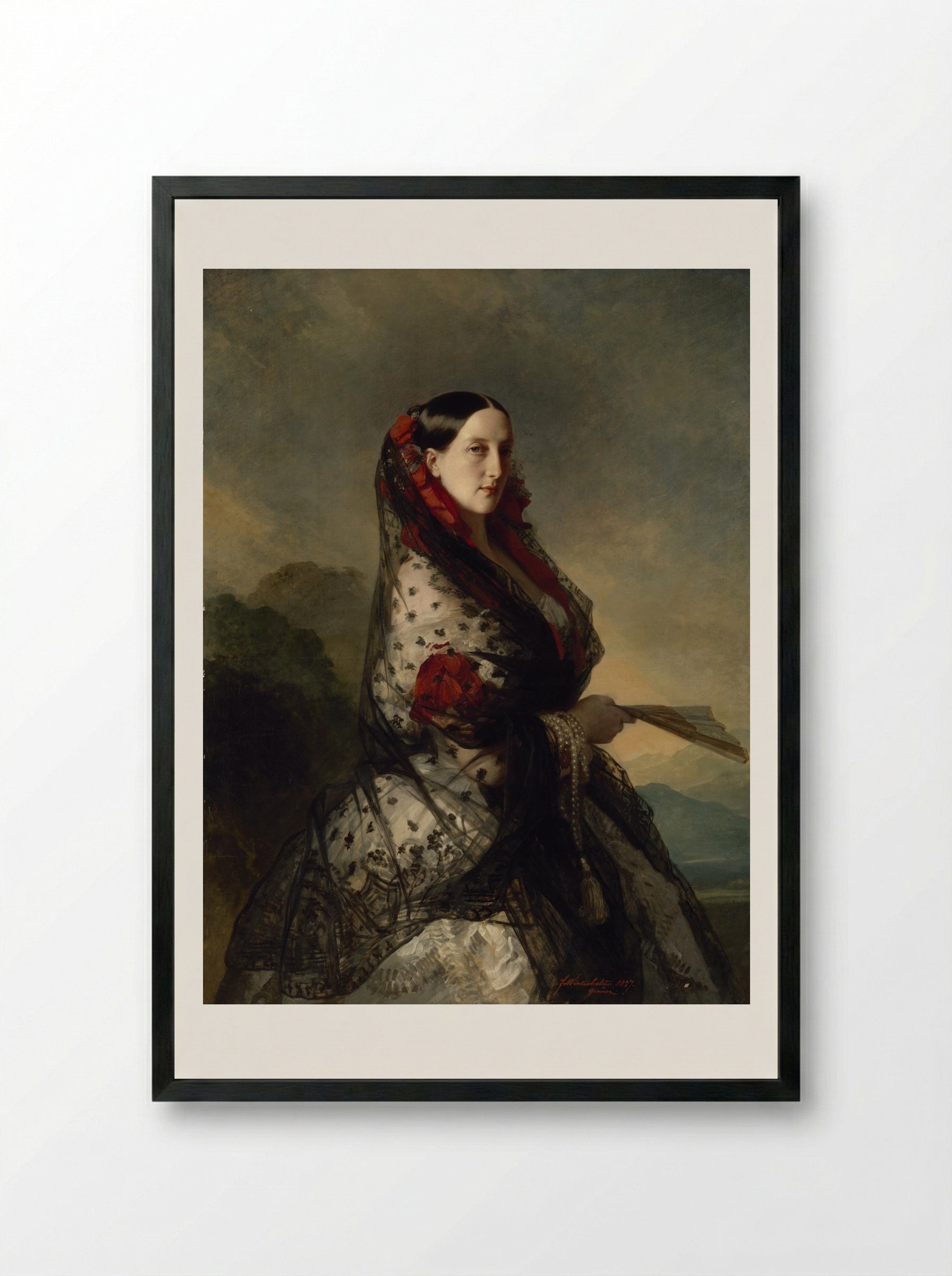 Portrait of Grand Duchess Maria Nikolayevna - Franz Xaver Winterhalter - Framed Print Black