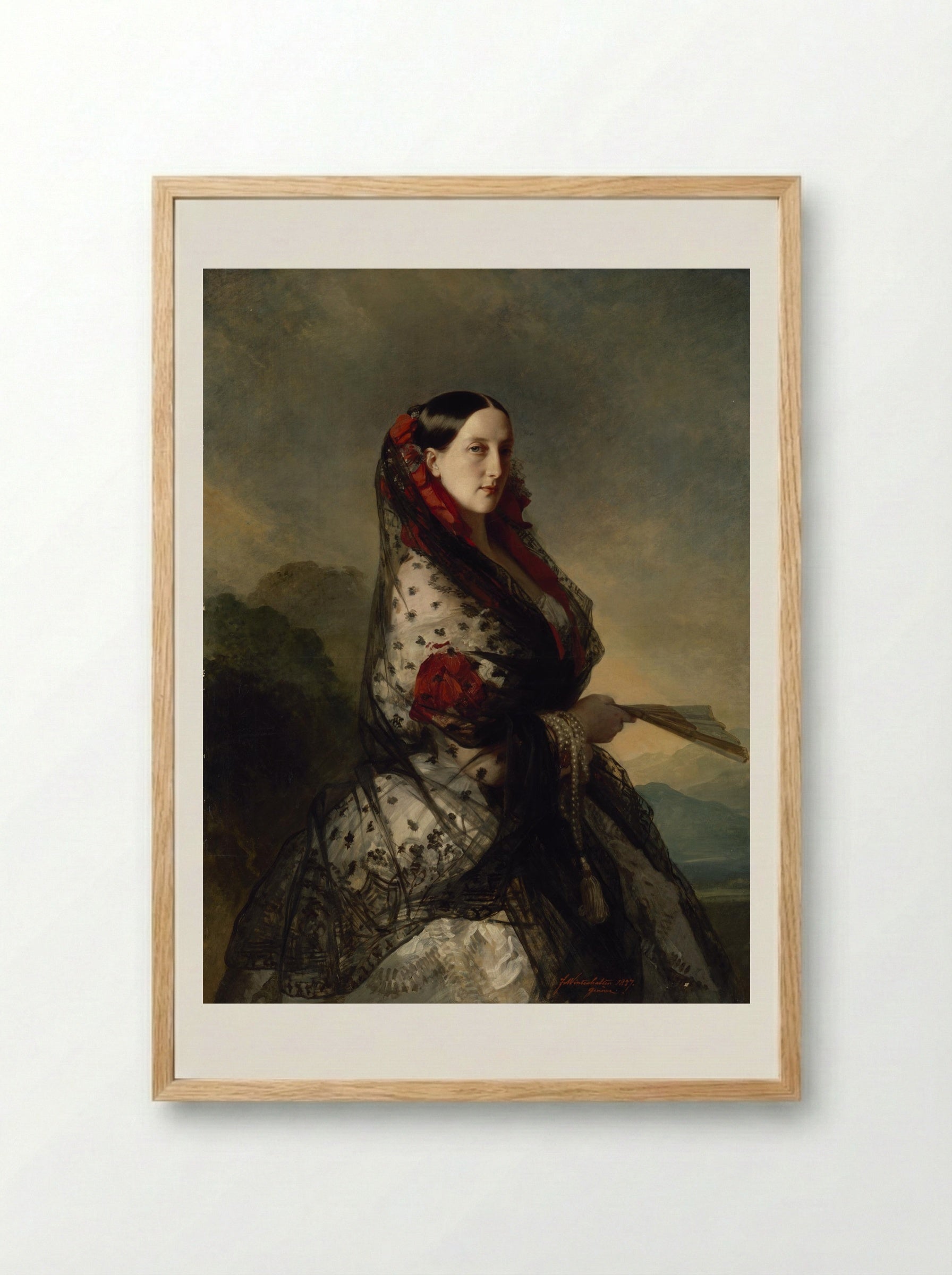 Portrait of Grand Duchess Maria Nikolayevna - Franz Xaver Winterhalter - Framed Print Wood