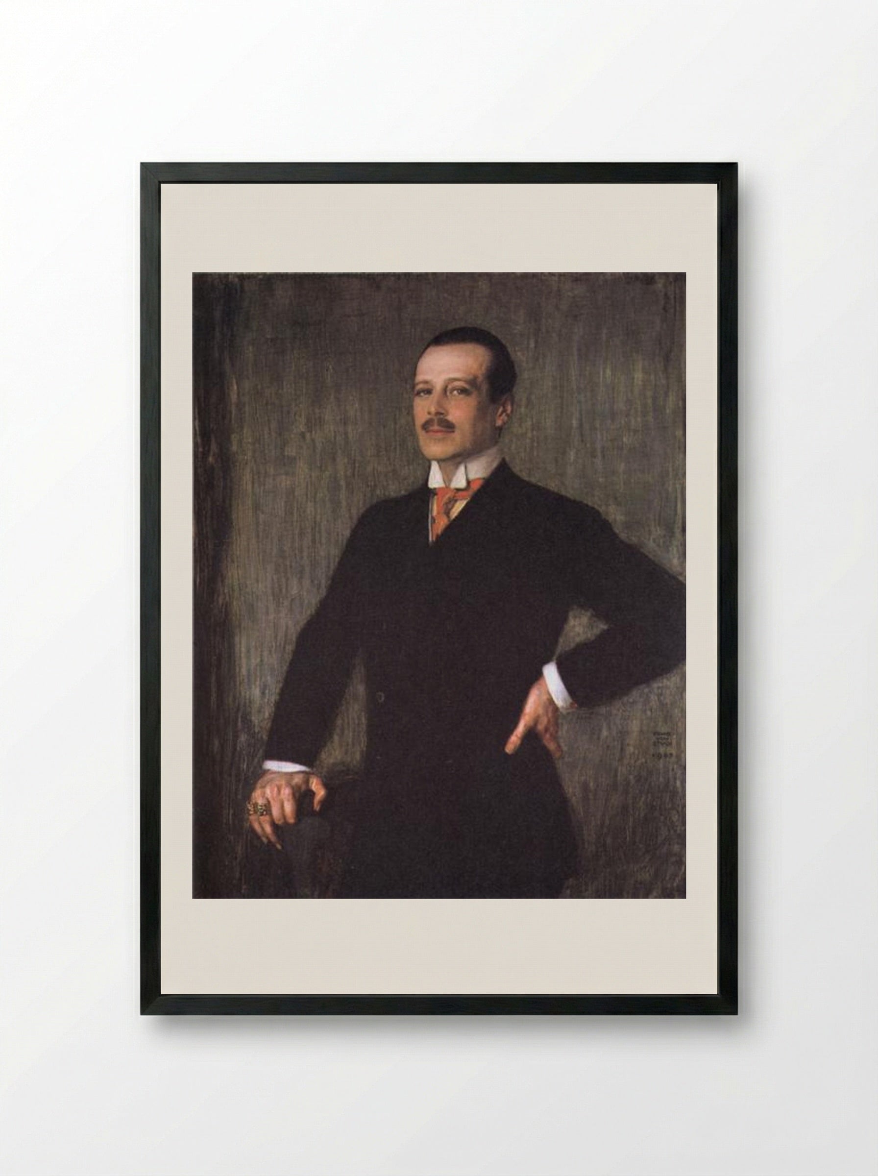 Portrait of Grand Duke Ernst Ludwig - Franz von Stuck - Framed Print Black