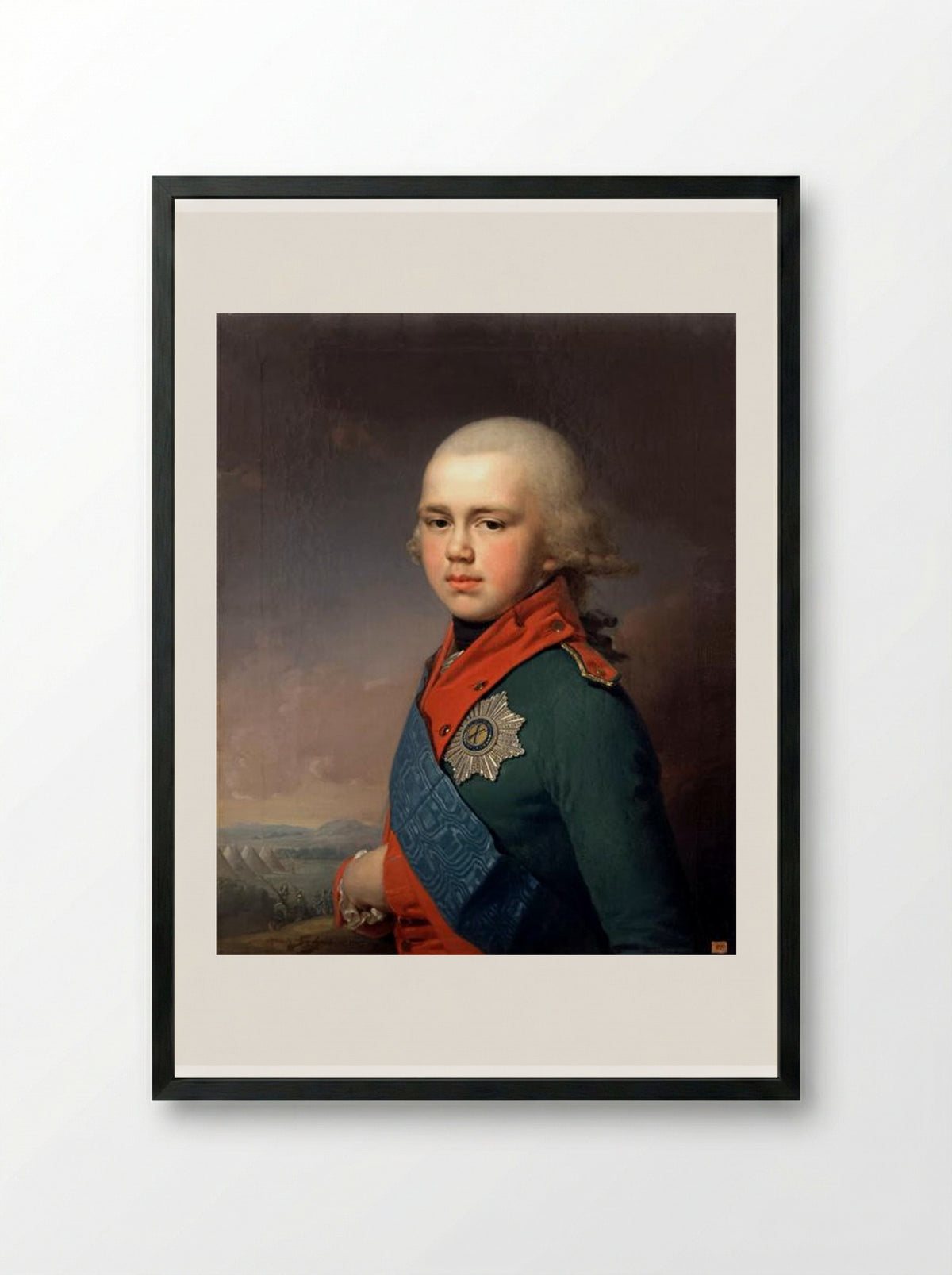 Portrait of Grand Duke Konstantin Pavlovich - Vladimir Borovikovsky - Framed Print Black