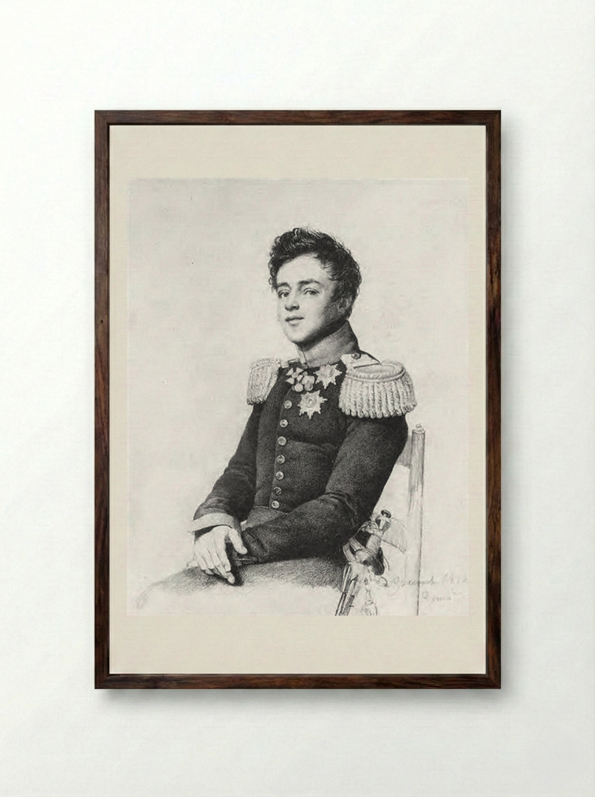 Portrait of Grand Duke Michael Pavlovich of Russia - Orest Kiprensky - Framed Print Dark Wood
