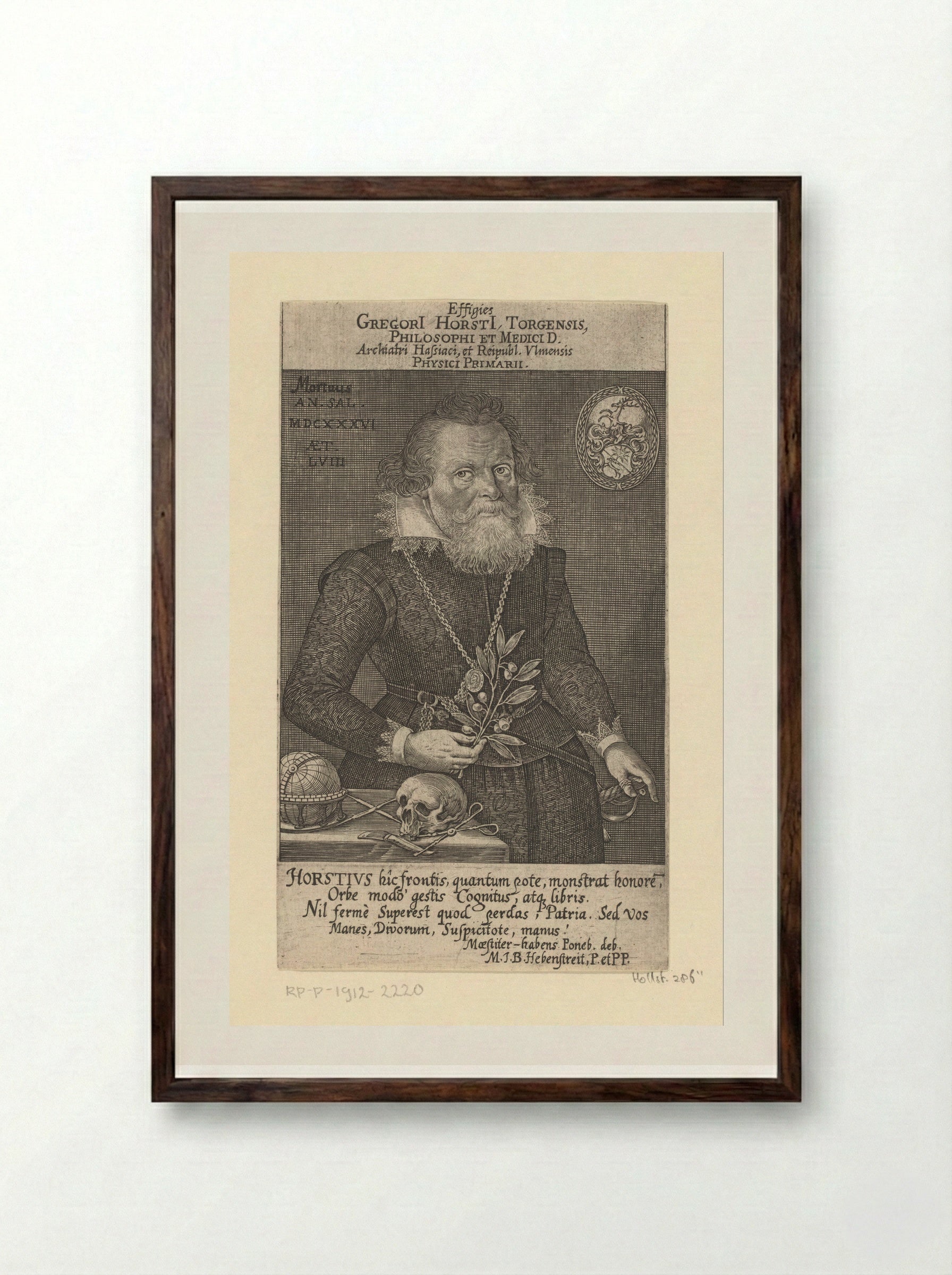 Portrait of Gregor Horst at Age 58 - Lucas Kilian - Framed Print Dark Wood
