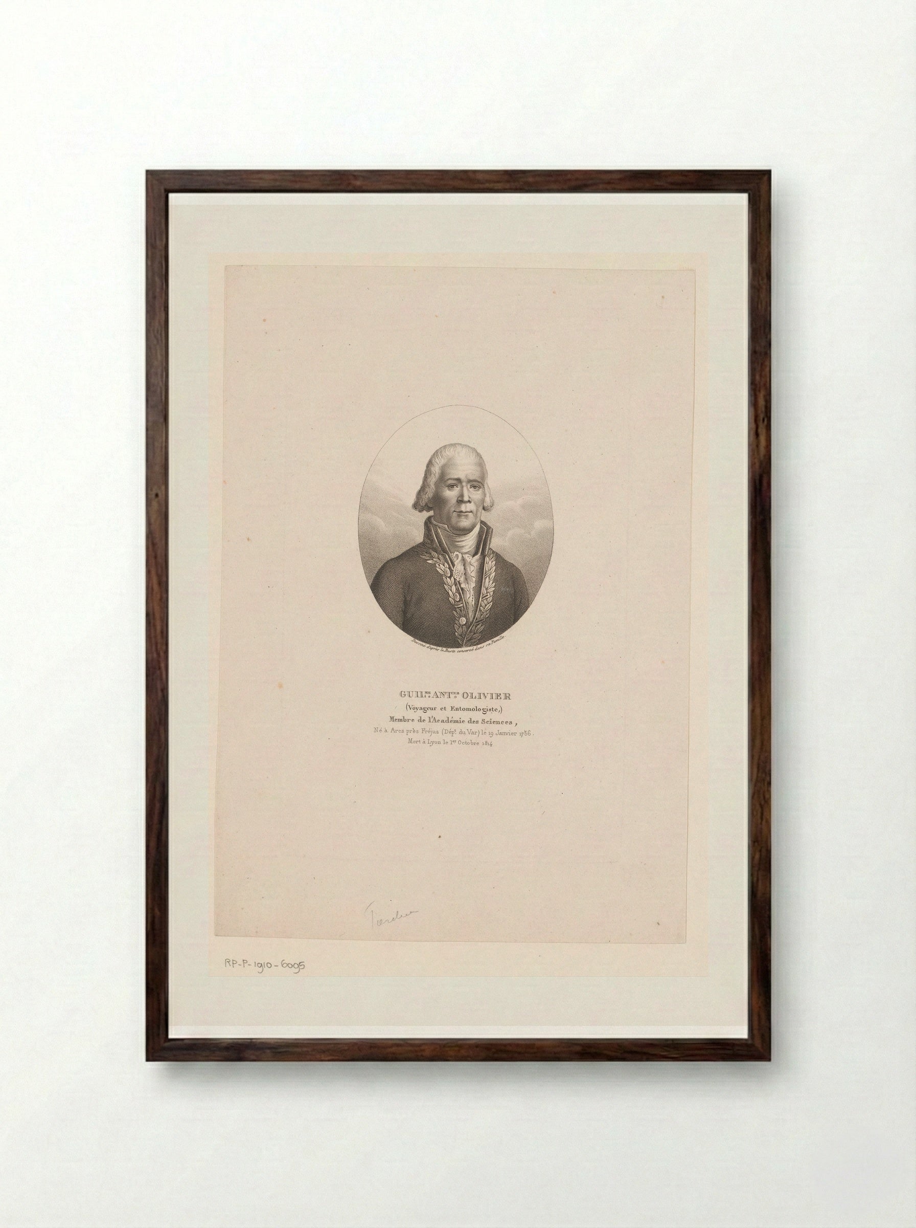 Portrait of Guillaume-Antoine Olivier - Ambroise Tardieu - Framed Print Dark Wood