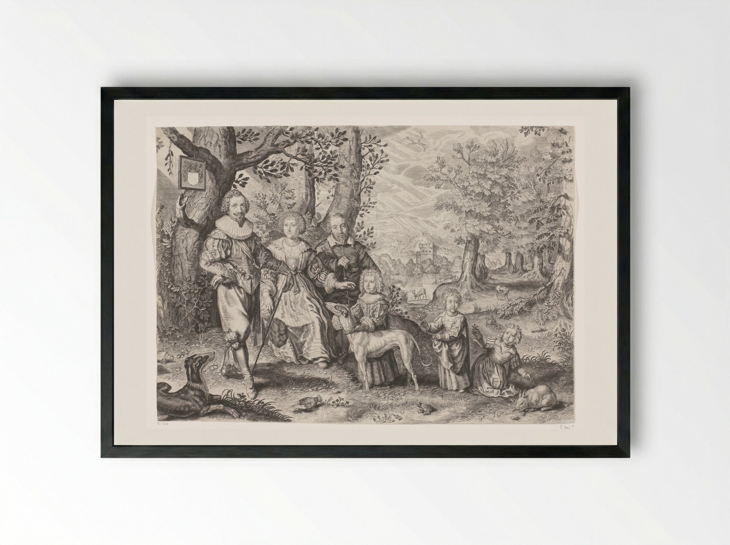 Portrait of Guy Michel Lejay and his Family - Crispijn van de Passe (II) - Framed Print Black