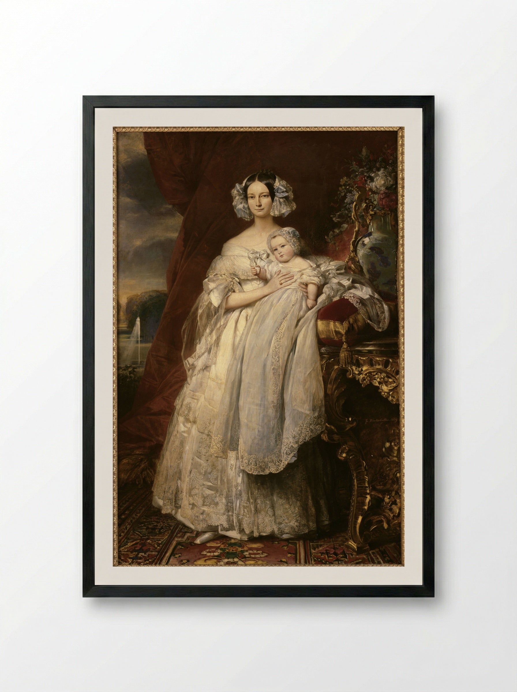 Portrait of Hélène of Mecklenburg-Schwerin - Franz Xaver Winterhalter - Framed Print Black