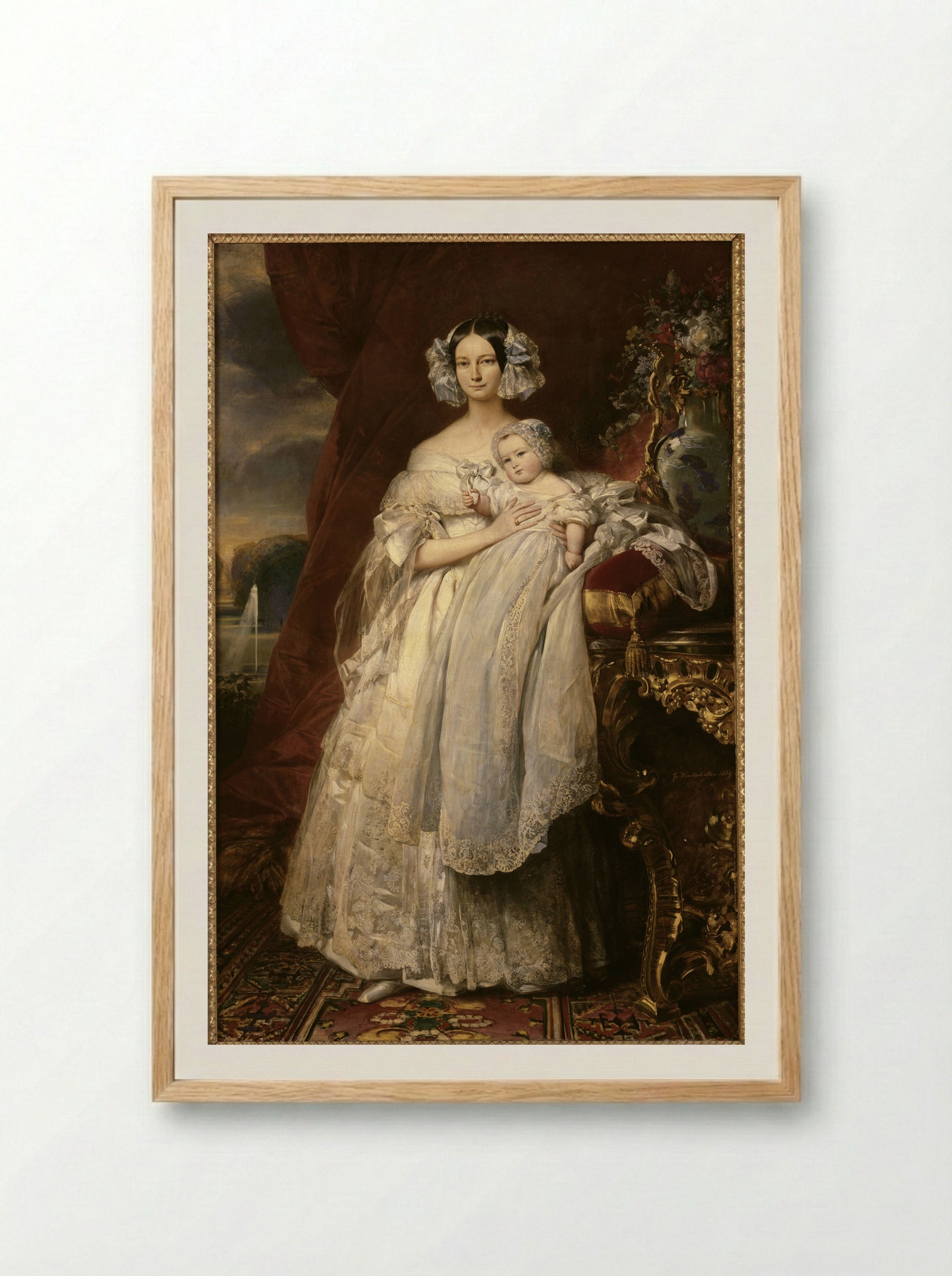 Portrait of Hélène of Mecklenburg-Schwerin - Franz Xaver Winterhalter - Framed Print Wood