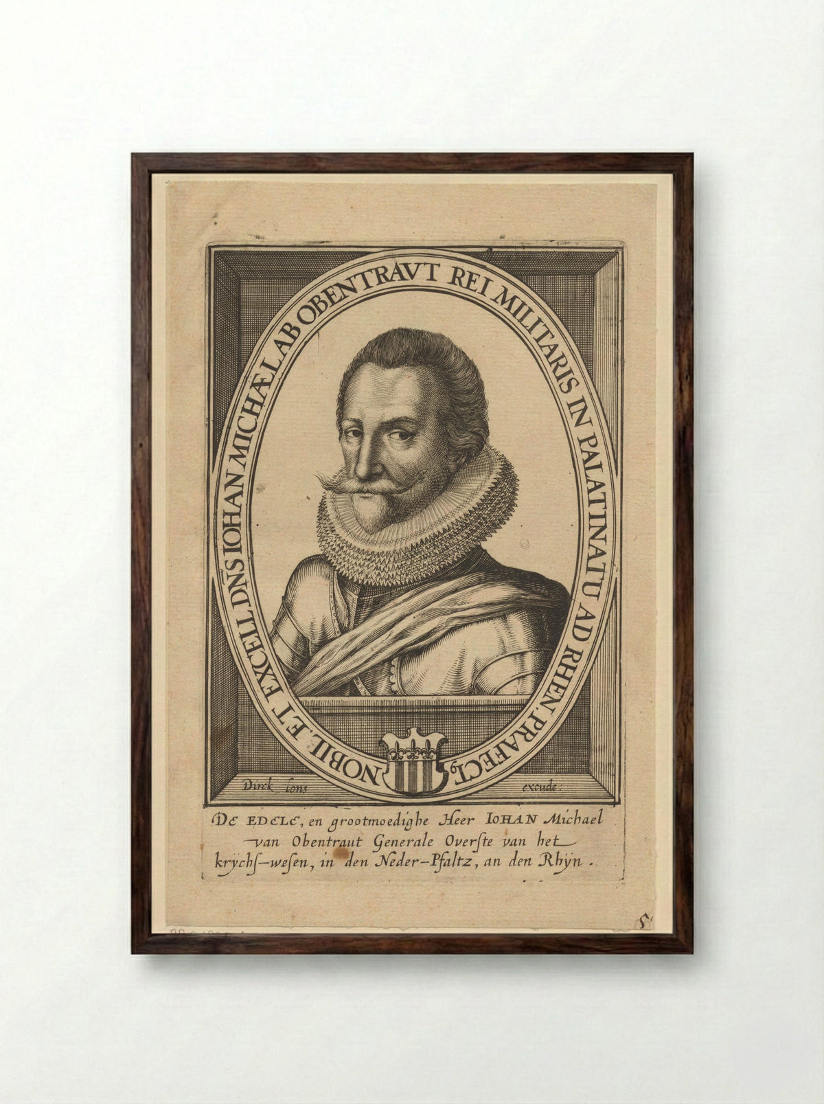 Portrait of Hans Michael Elias von Obentraut - Dirk Eversen Lons - Framed Print Dark Wood