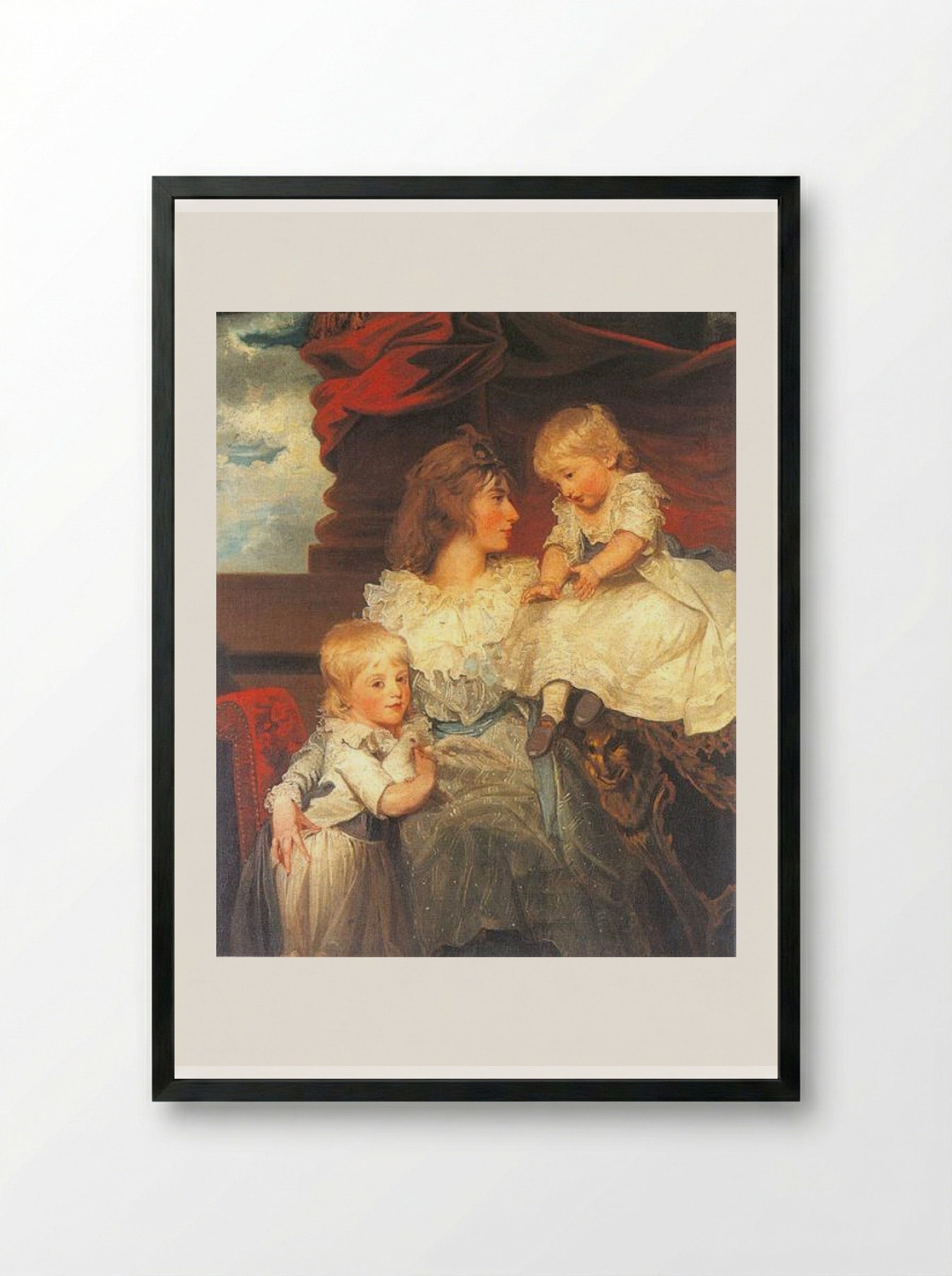 Portrait of Harriet, Viscountess Duncannon with Her Sons - John Hoppner - Framed Print Black
