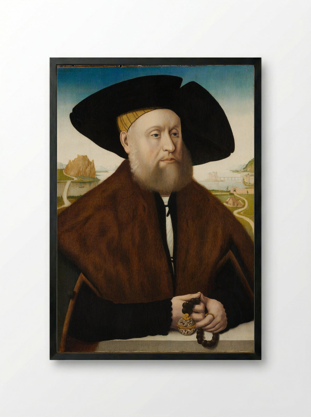 Portrait of Heinrich vom Rhein zum Mohren - Conrad Faber von Creuznach - Framed Print Black