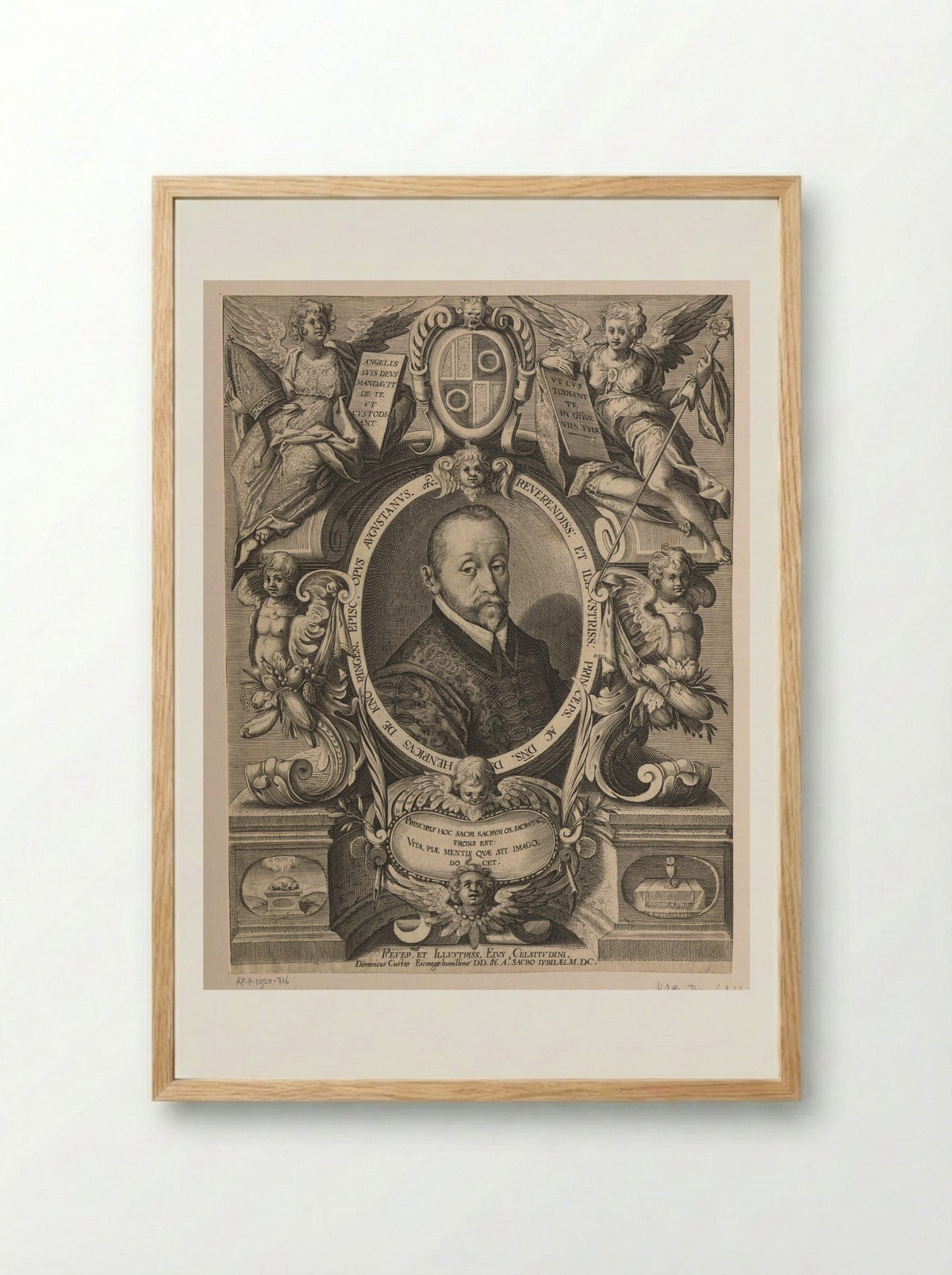 Portrait of Heinrich von Knöringen, Bishop of Augsburg - Dominicus Custos - Framed Print Wood