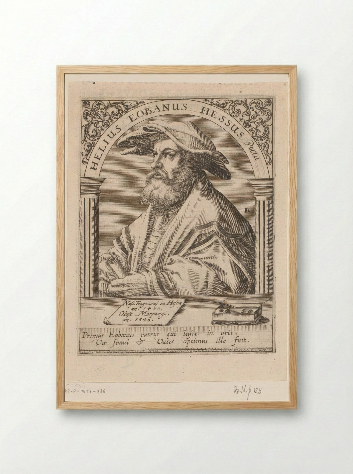 Portrait of Helius Eobanus Hessus - Helius Eobanus Hessus - Framed Print Wood