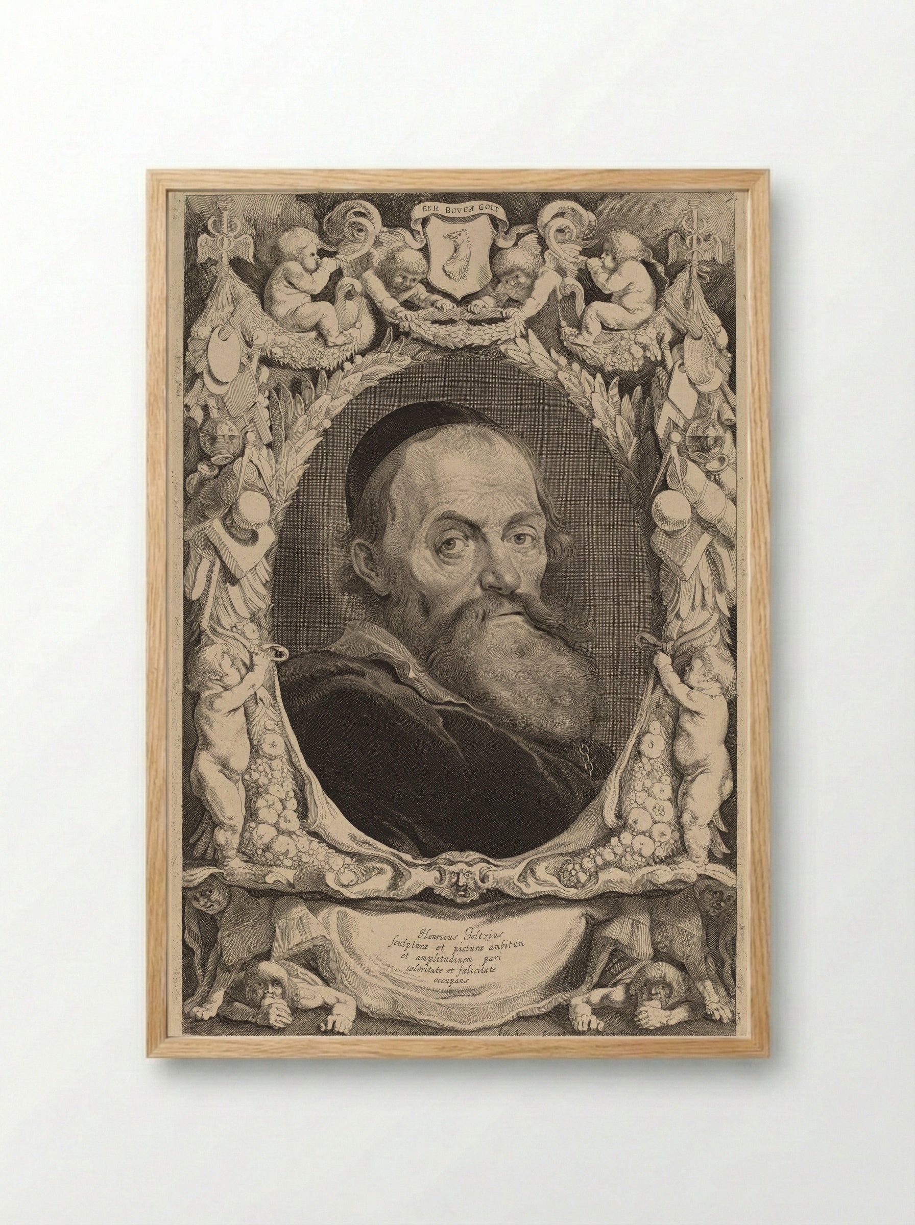 Portrait of Hendrik Goltzius - Jonas Suyderhoef - Framed Print Wood