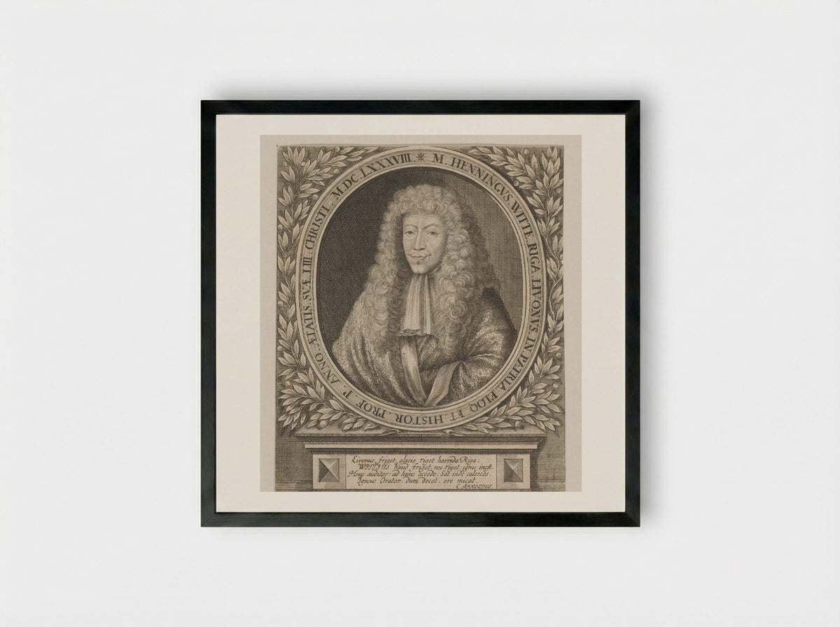 Portrait of Henning Witte at Age 53 - Johann Ulrich Kraus - Framed Print Black