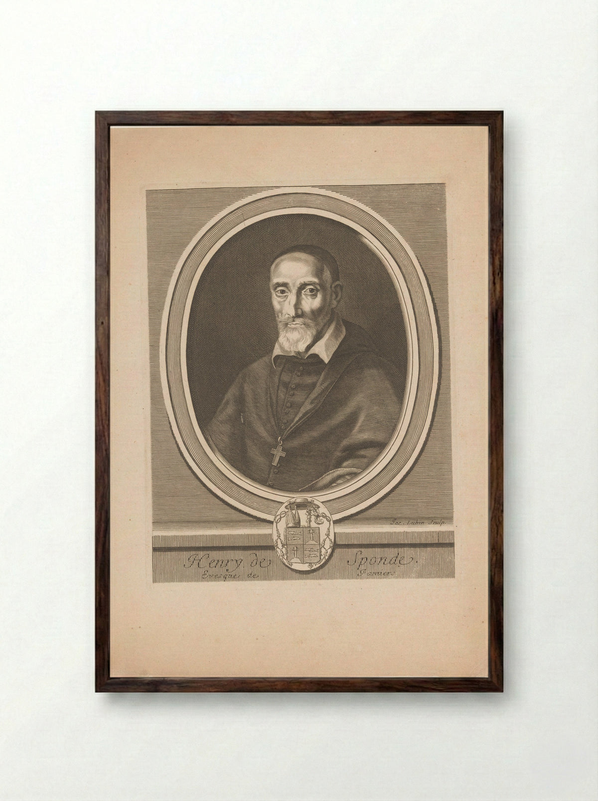 Portrait of Henri de Sponde - Jacques Lubin - Framed Print Dark Wood
