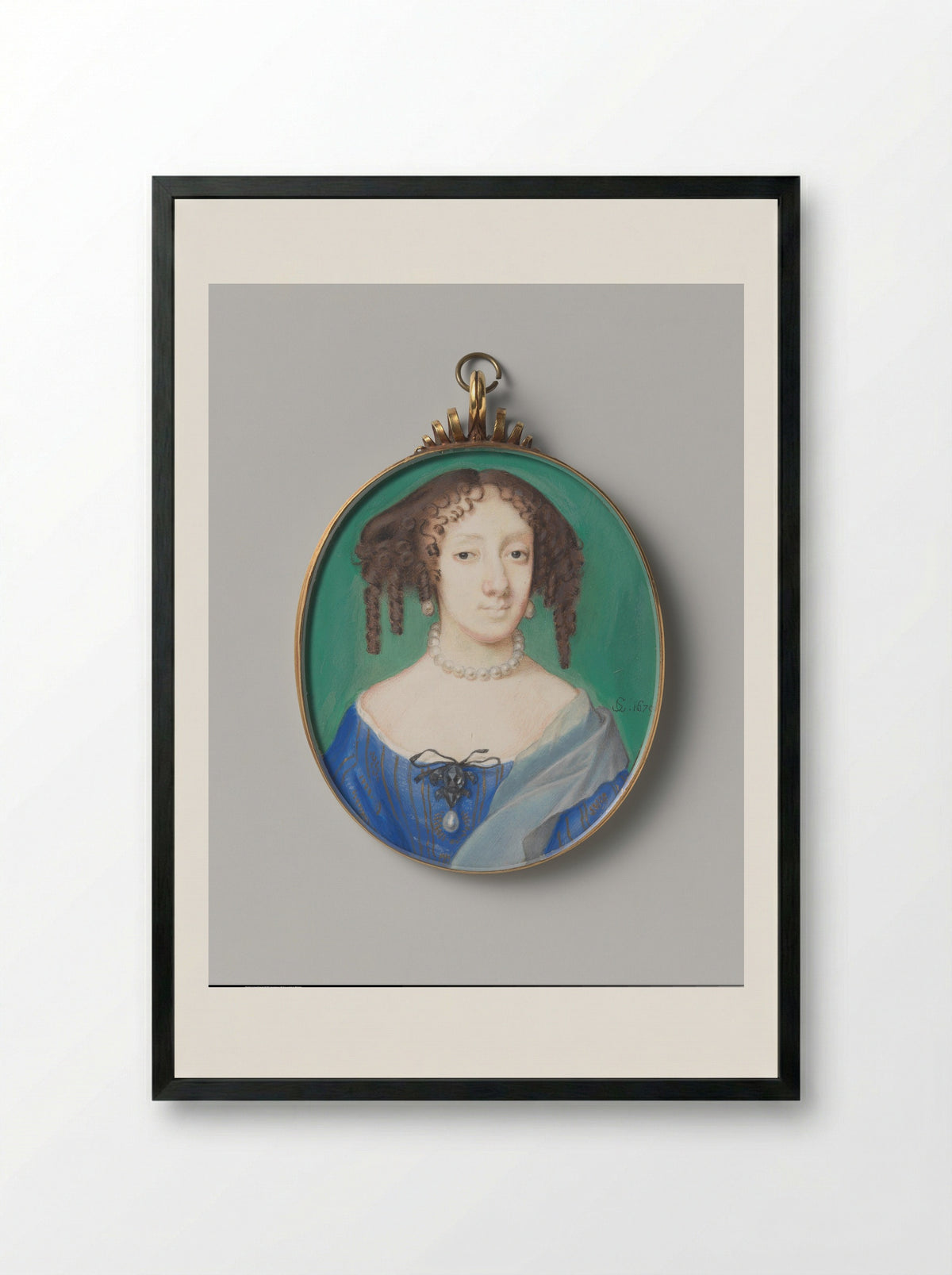 Portrait of Henrietta, Duchess of Orléans - Samuel Cooper - Framed Print Black