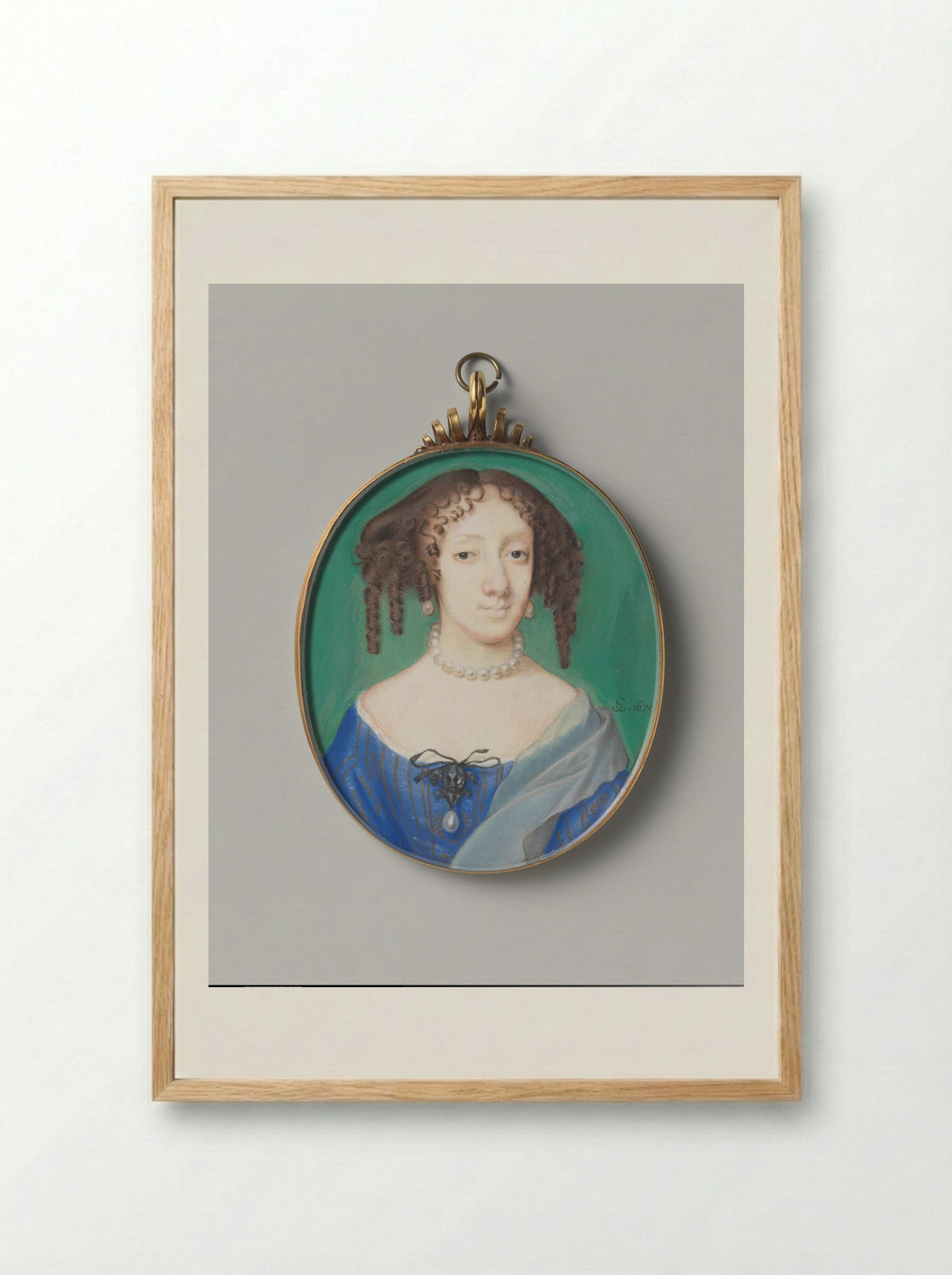 Portrait of Henrietta, Duchess of Orléans - Samuel Cooper - Framed Print Wood