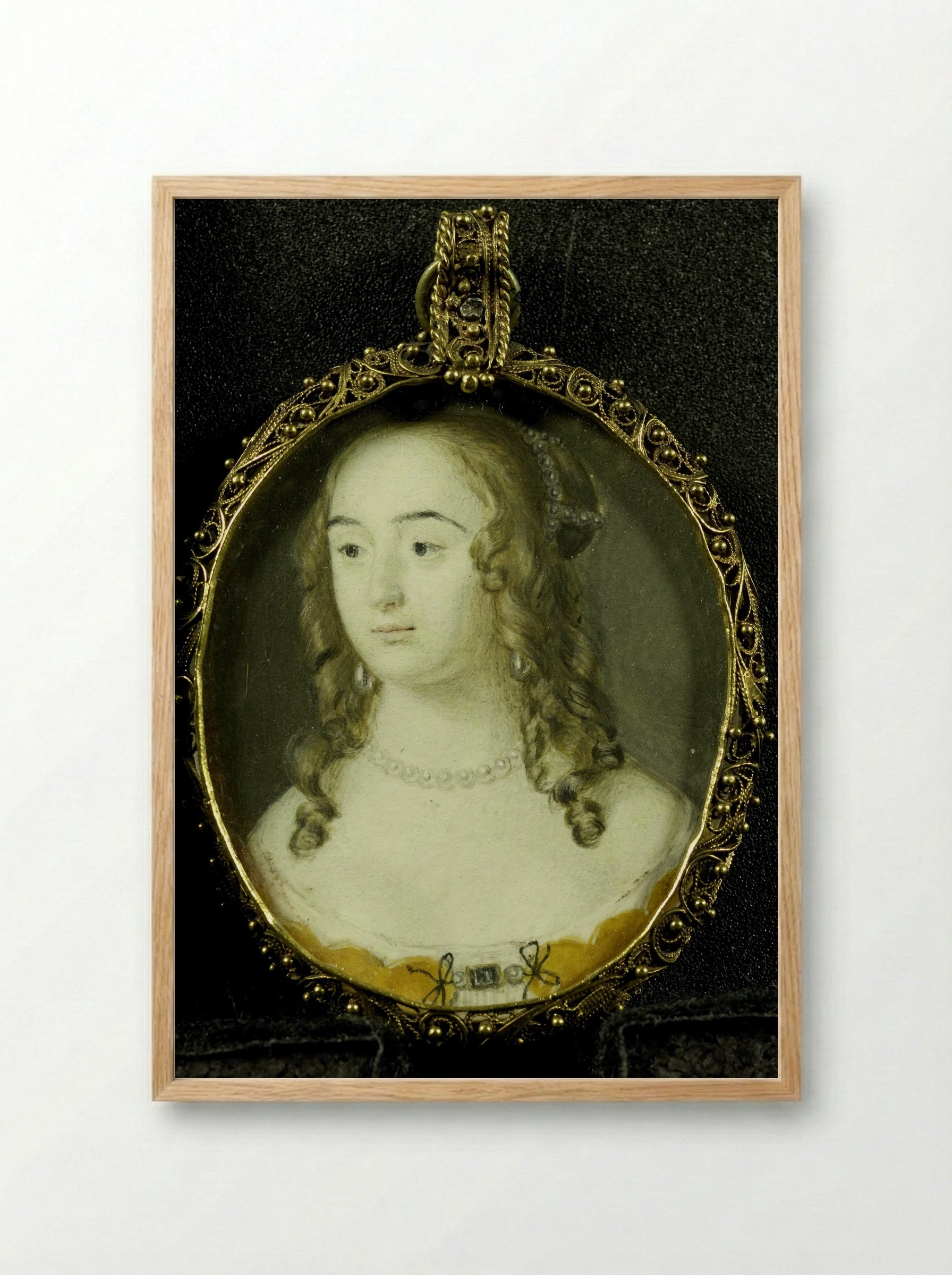 Portrait of Henriette Marie of the Palatinate - Alexander Cooper - Framed Print Wood