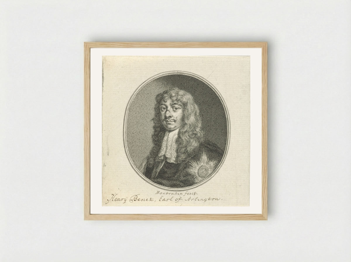 Portrait of Henry Bennett, 1st Earl of Arlington - Jacob Houbraken - Framed Print Wood