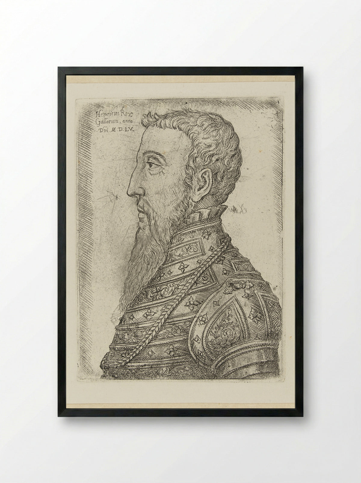 Portrait of Henry II of France - Jan Cornelisz. Vermeyen - Framed Print Black