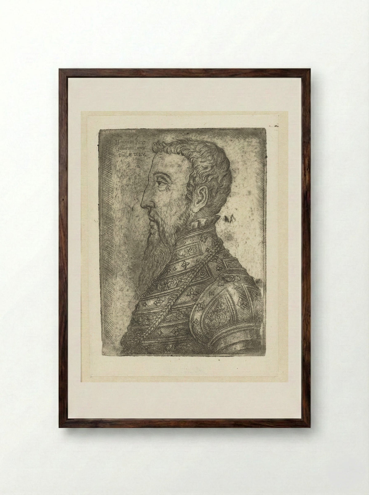 Portrait of Henry II of France - Jan Cornelisz Vermeyen - Framed Print Dark Wood