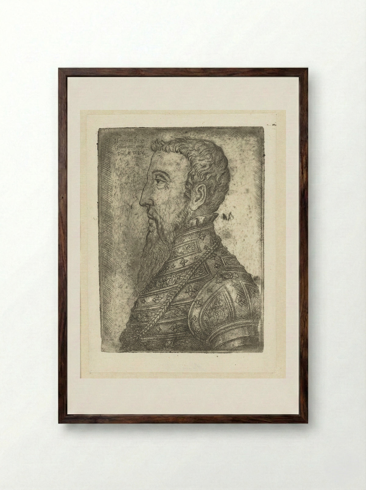 Portrait of Henry II of France - Jan Cornelisz Vermeyen - Framed Print Dark Wood