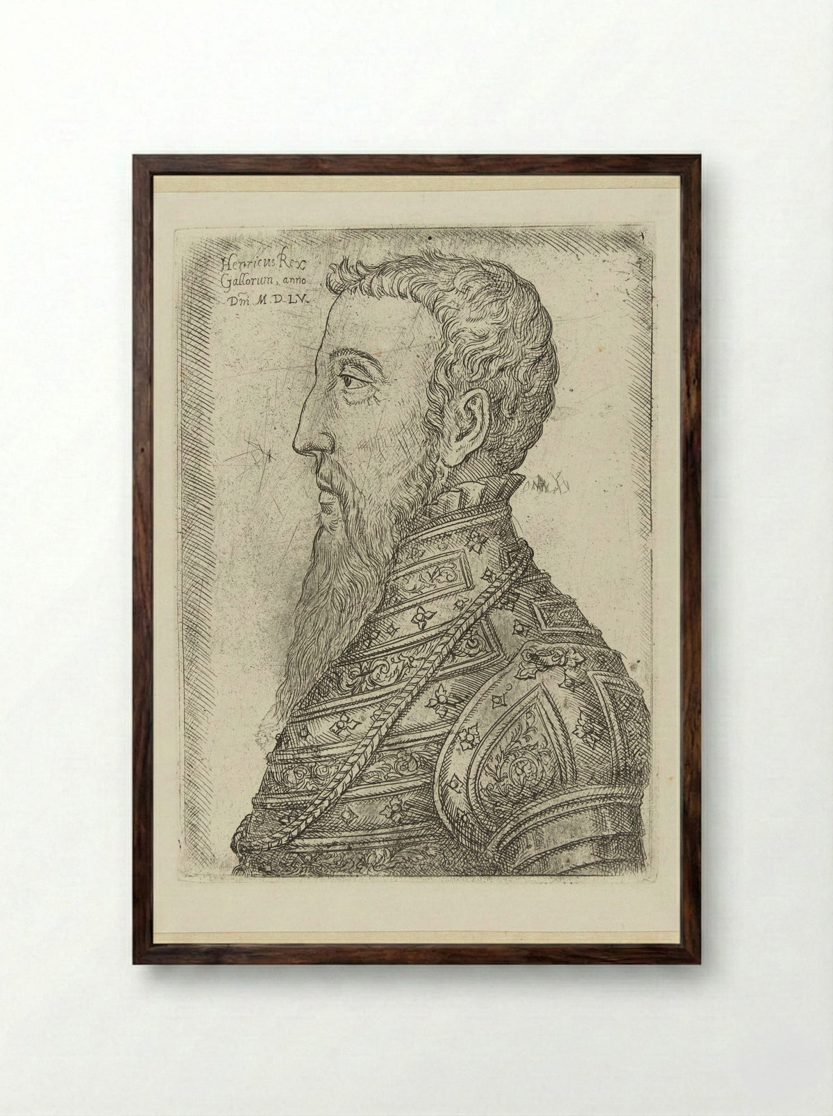 Portrait of Henry II of France - Jan Cornelisz. Vermeyen - Framed Print Dark Wood