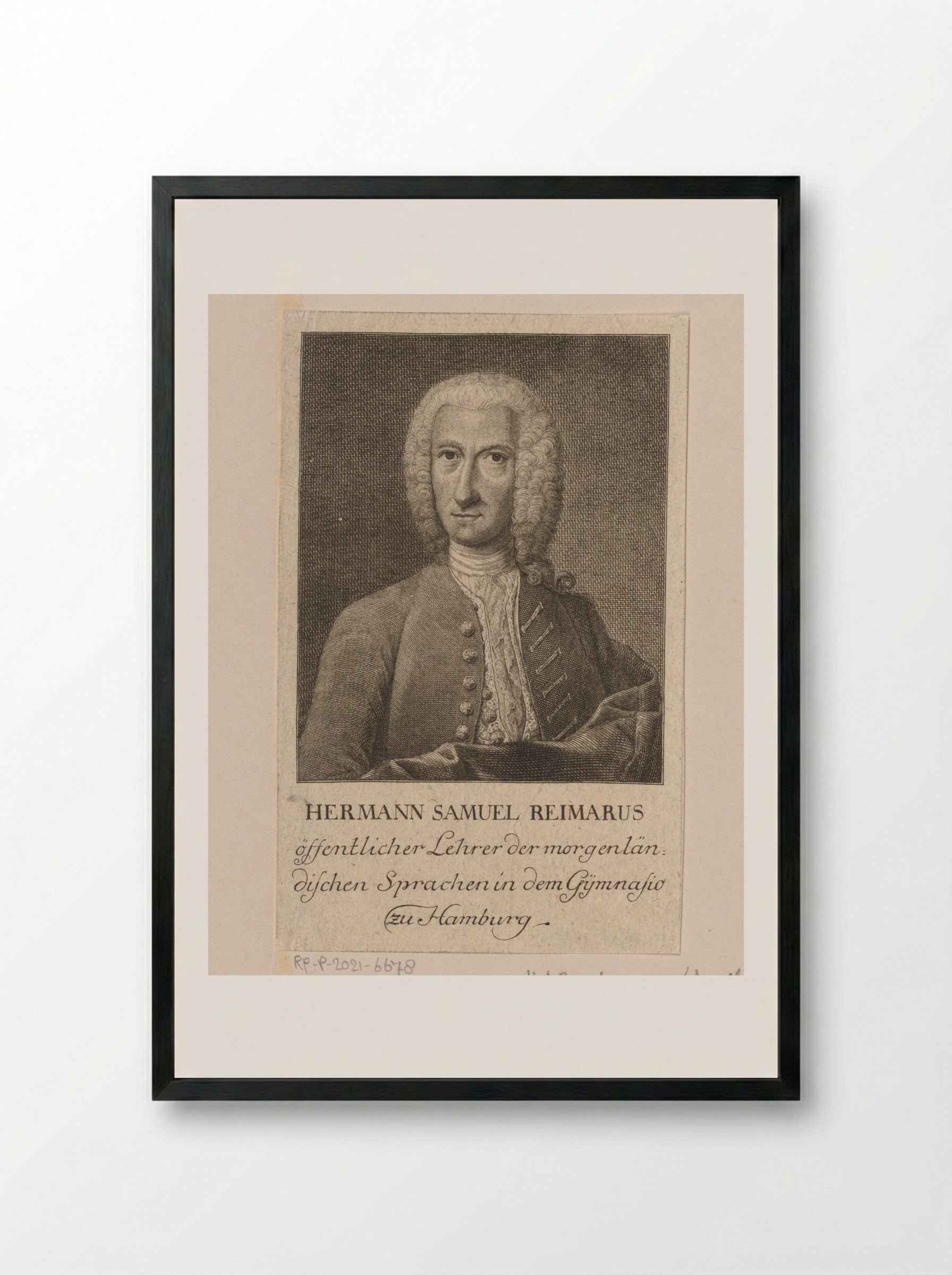 Portrait of Hermann Samuel Reimarus - Christian Fritzsch - Framed Print Black
