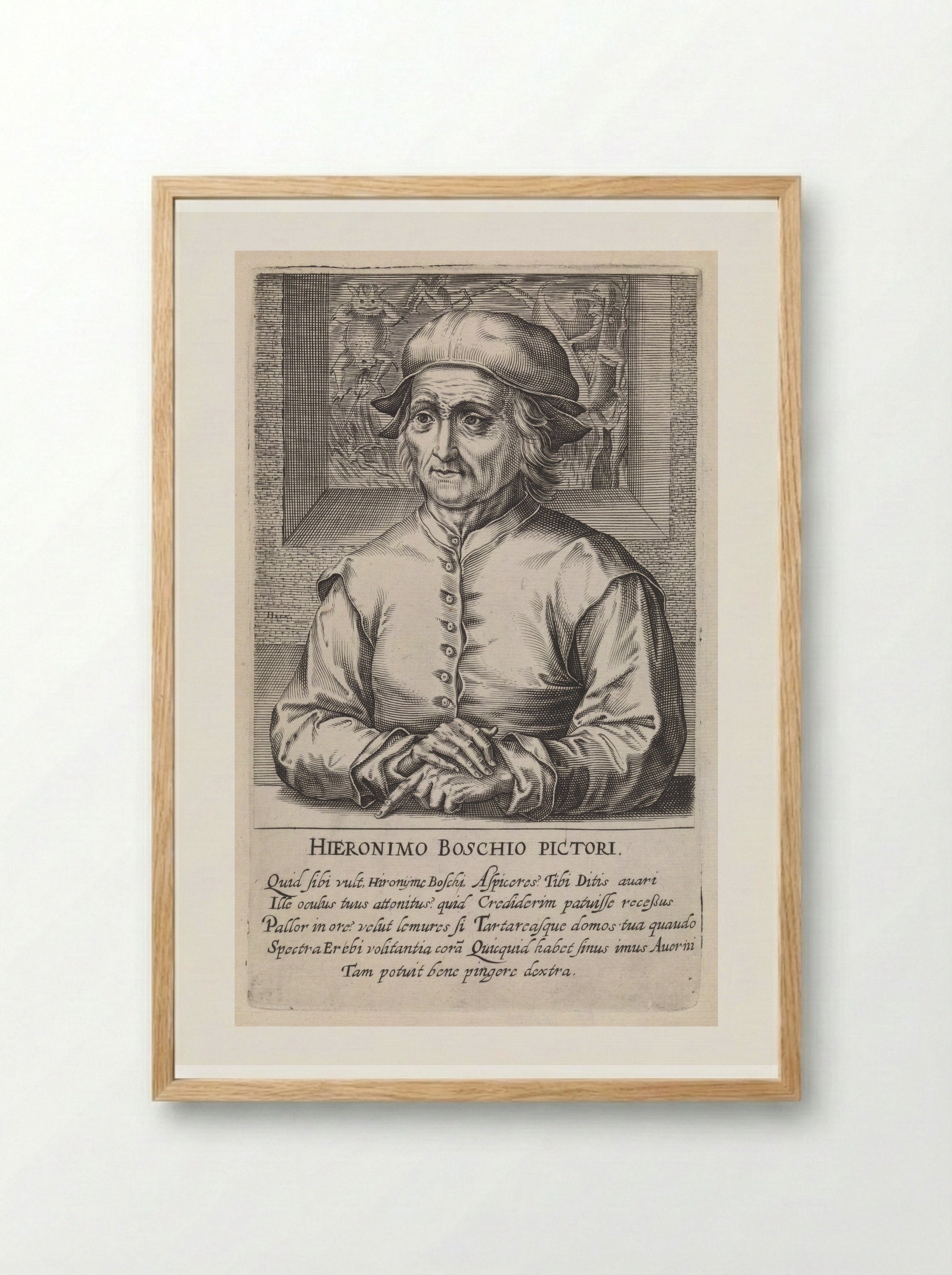 Portrait of Hieronymus Bosch - Hendrick Hondius (I) - Framed Print Wood